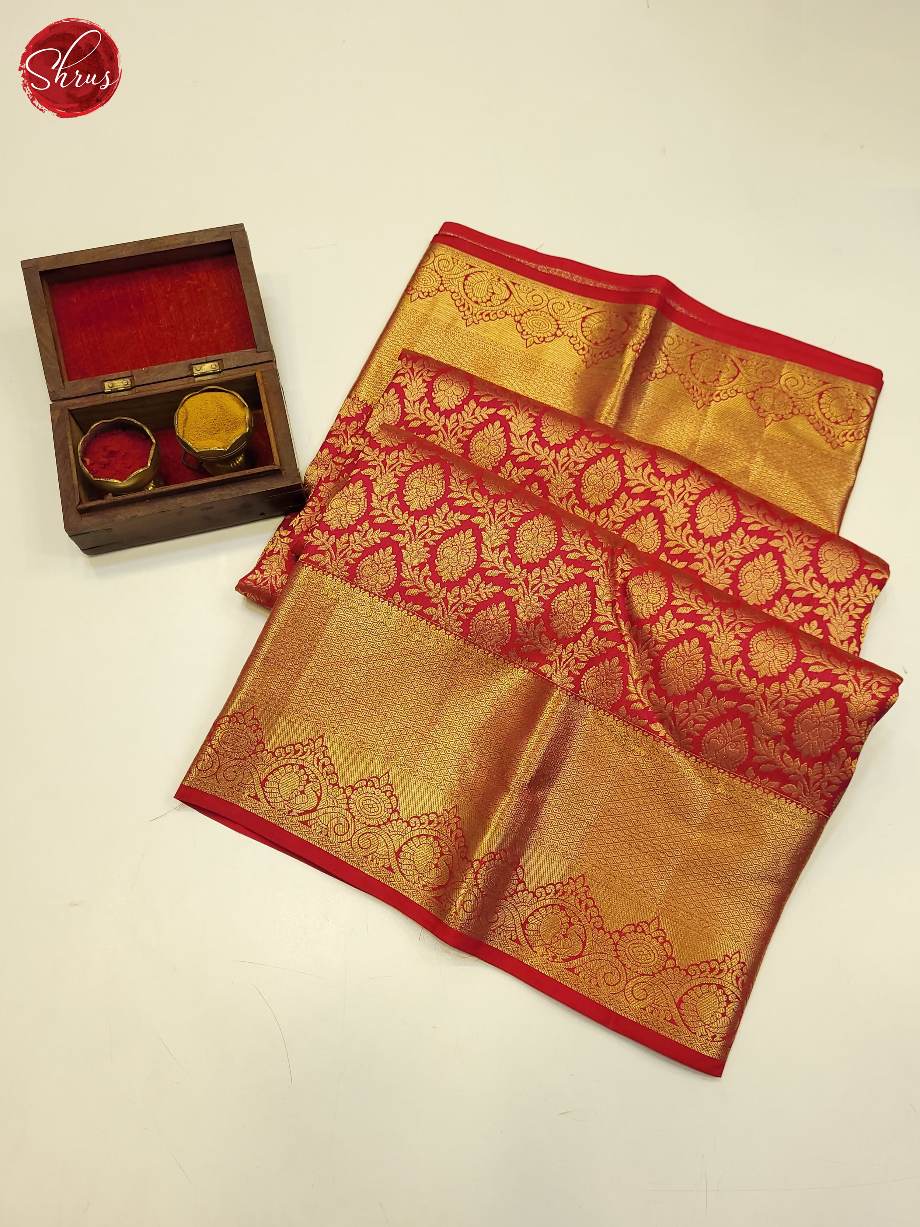 Red(single tone)-Kanchipuram Silk saree - Shop on ShrusEternity.com