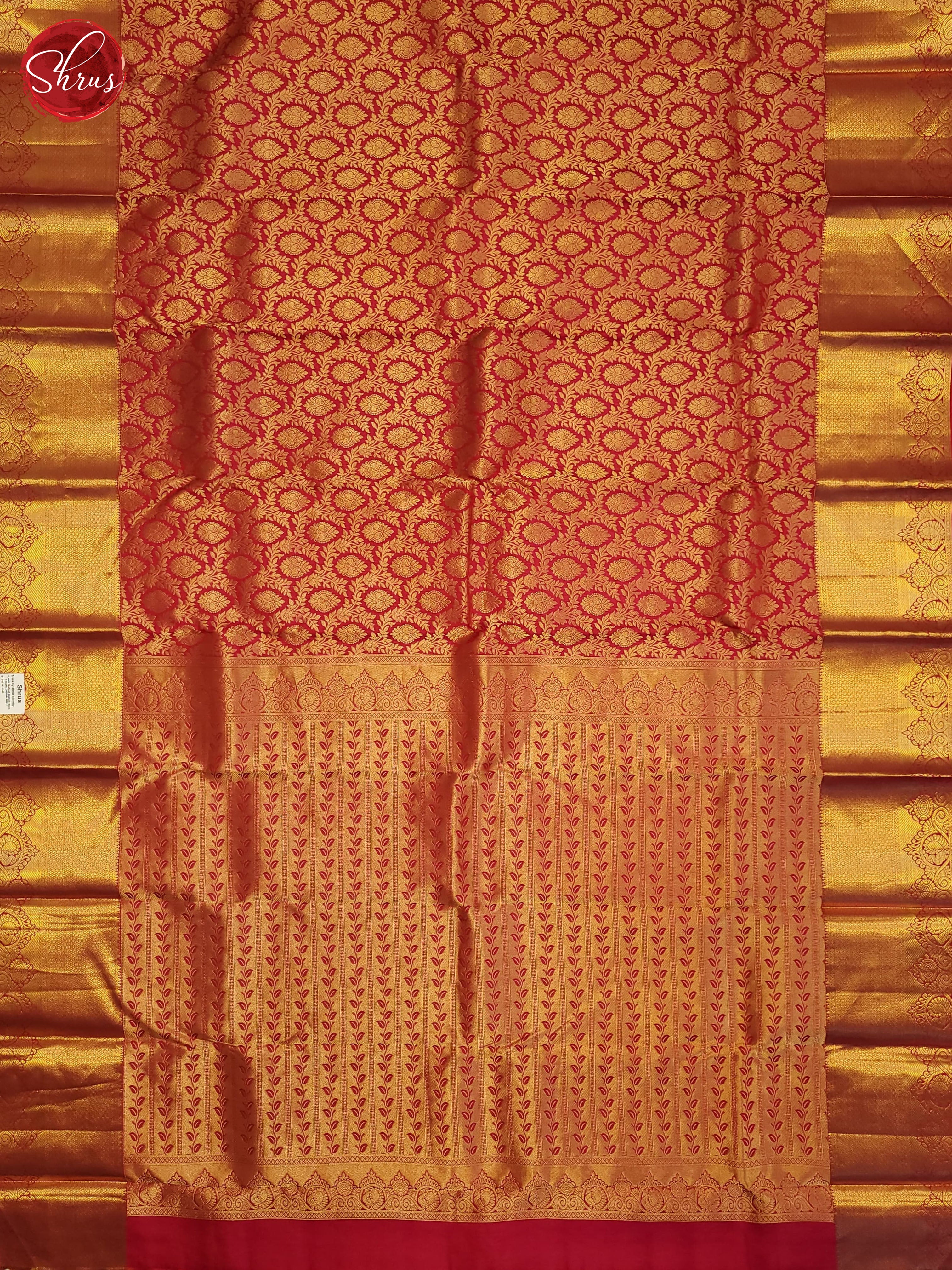 Red(single tone)-Kanchipuram Silk saree - Shop on ShrusEternity.com