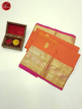 Orange & Deep Pink - Kanchipuram Silk - Shop on ShrusEternity.com
