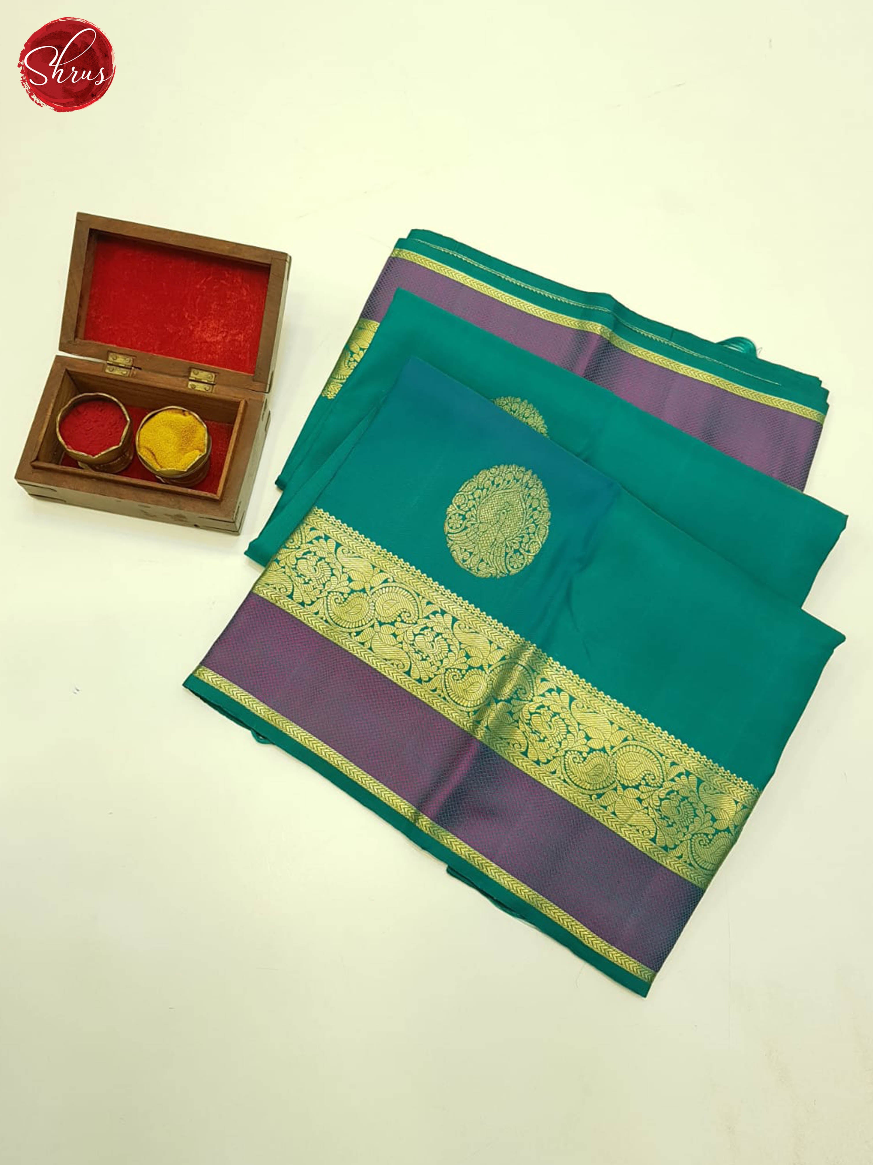 Teal Green & Purple - Kanchipuram Silk - Shop on ShrusEternity.com