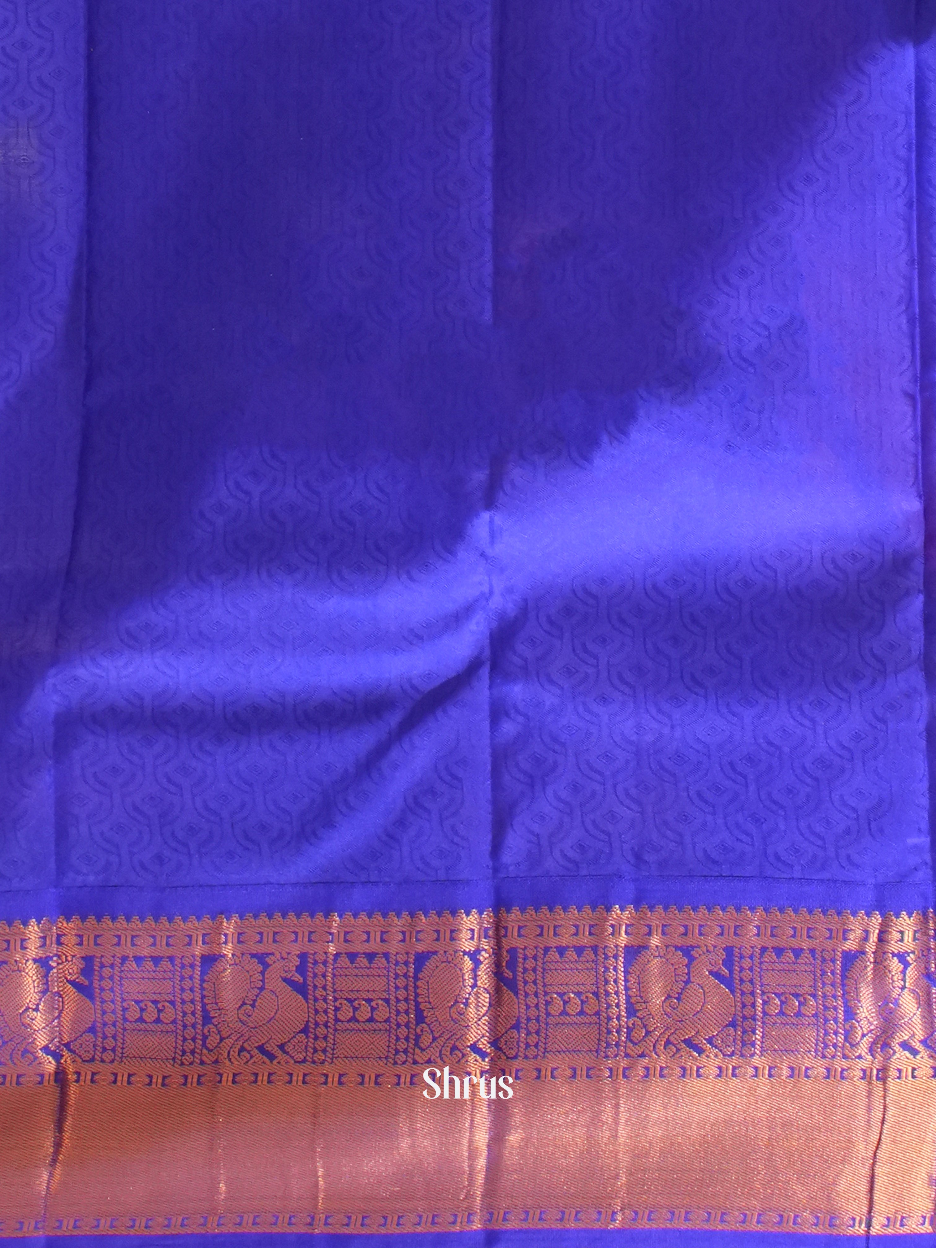 Peaches pink and Blue - Korvai Kanchipuram Silk saree