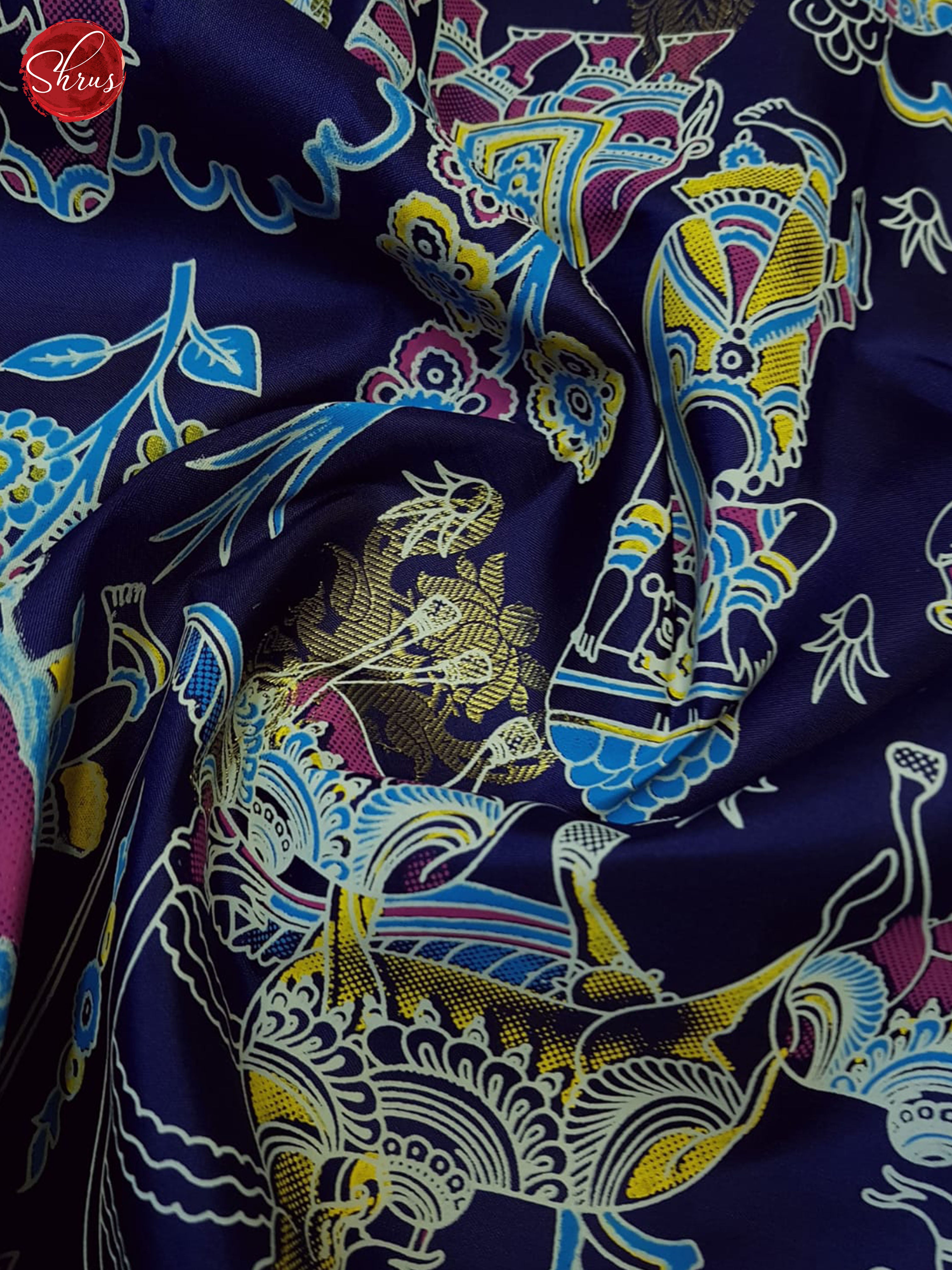 Dark Blue and Pink - Kanchipuram Silk - Shop on ShrusEternity.com