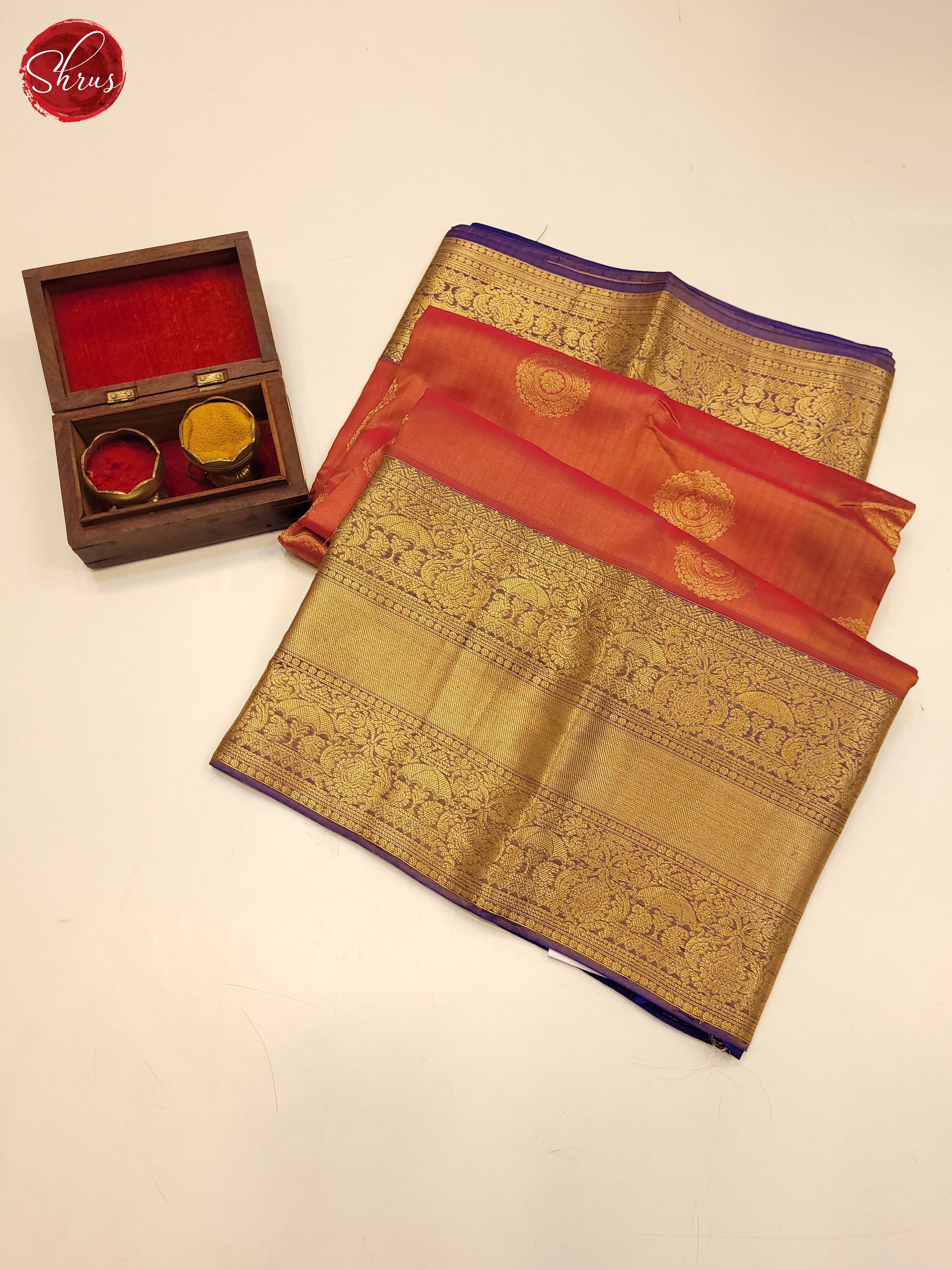 Red & Blue -Kanchipuram Silk Saree - Shop on ShrusEternity.com