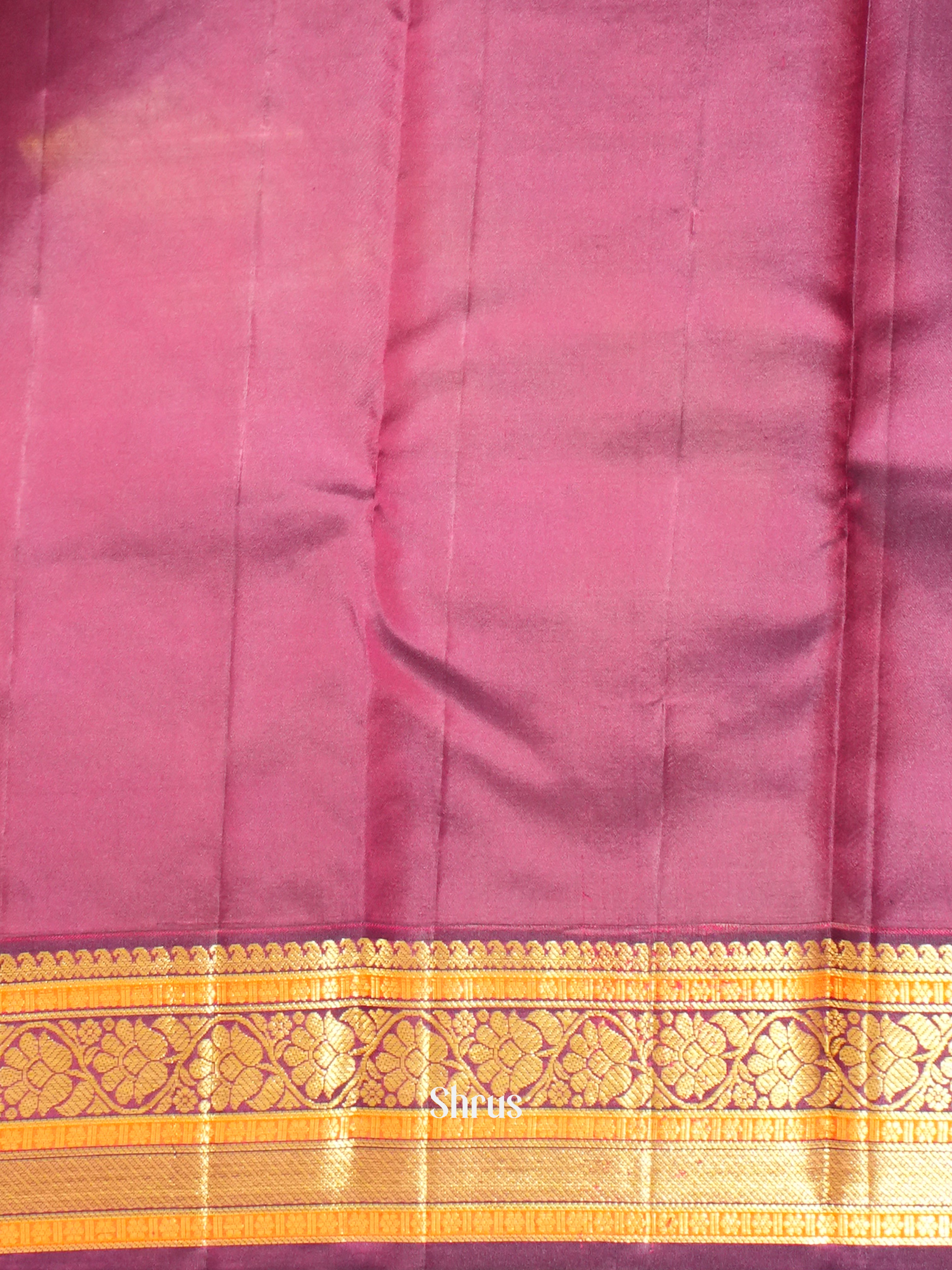 Green & Brown - Korvai Kanchipuram Silk with zari buttas on the body & Zari Border