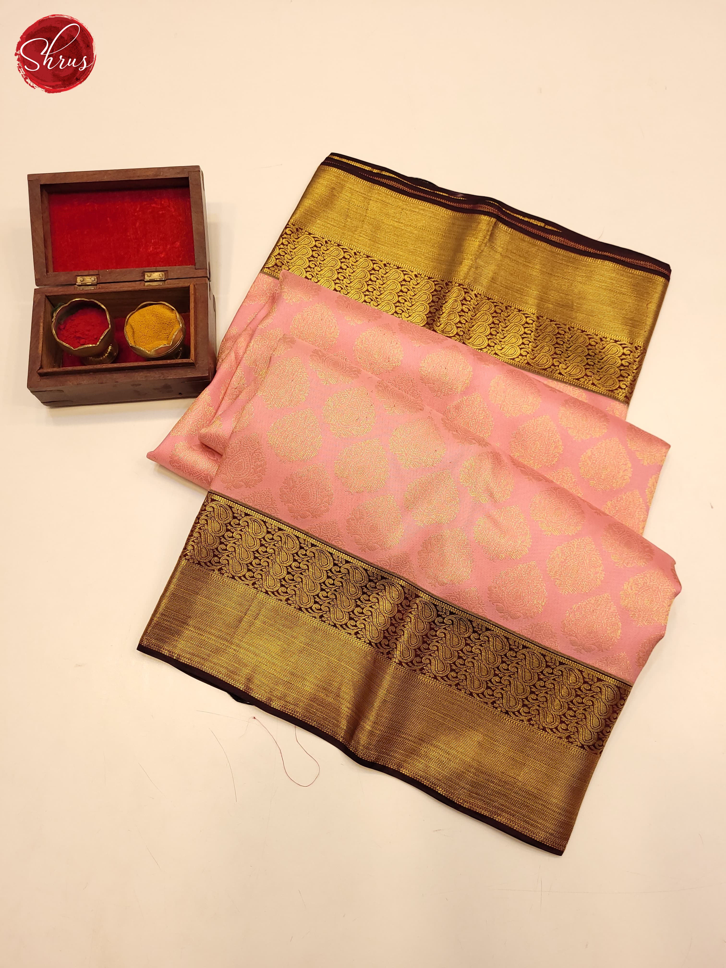 Pink and Brown -Kanchipuram Silk Saree - Shop on ShrusEternity.com