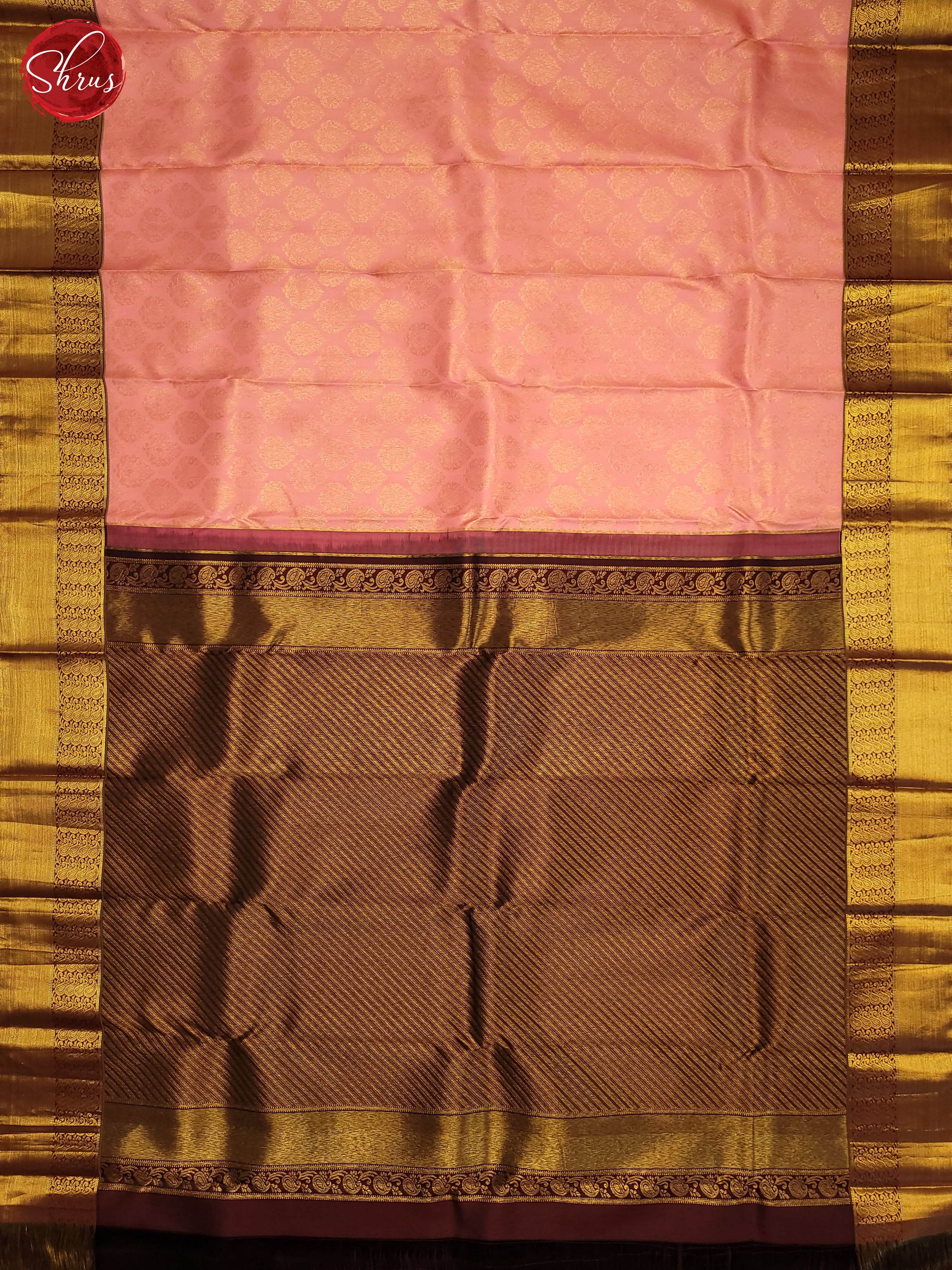 Pink and Brown -Kanchipuram Silk Saree - Shop on ShrusEternity.com