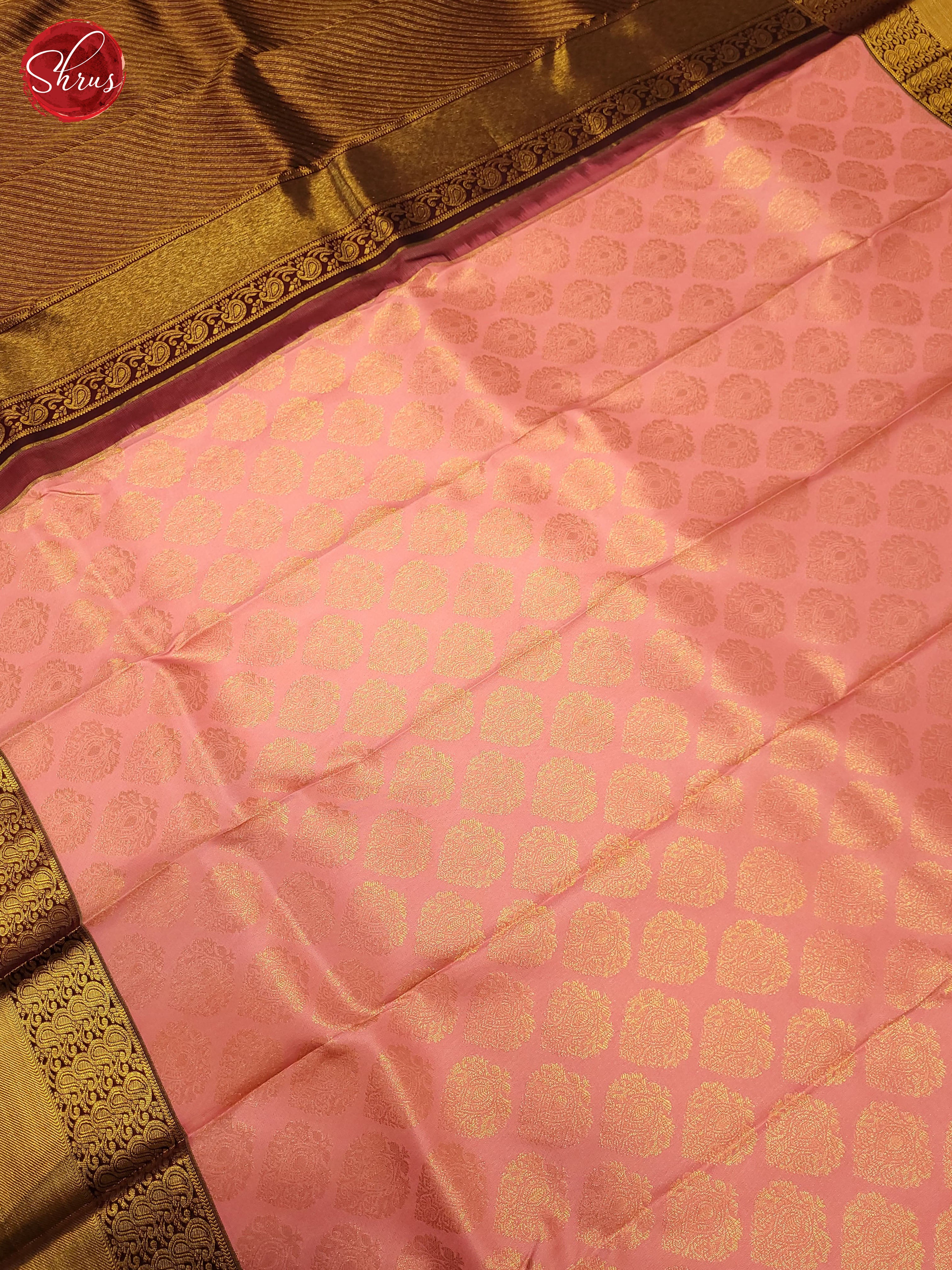 Pink and Brown -Kanchipuram Silk Saree - Shop on ShrusEternity.com