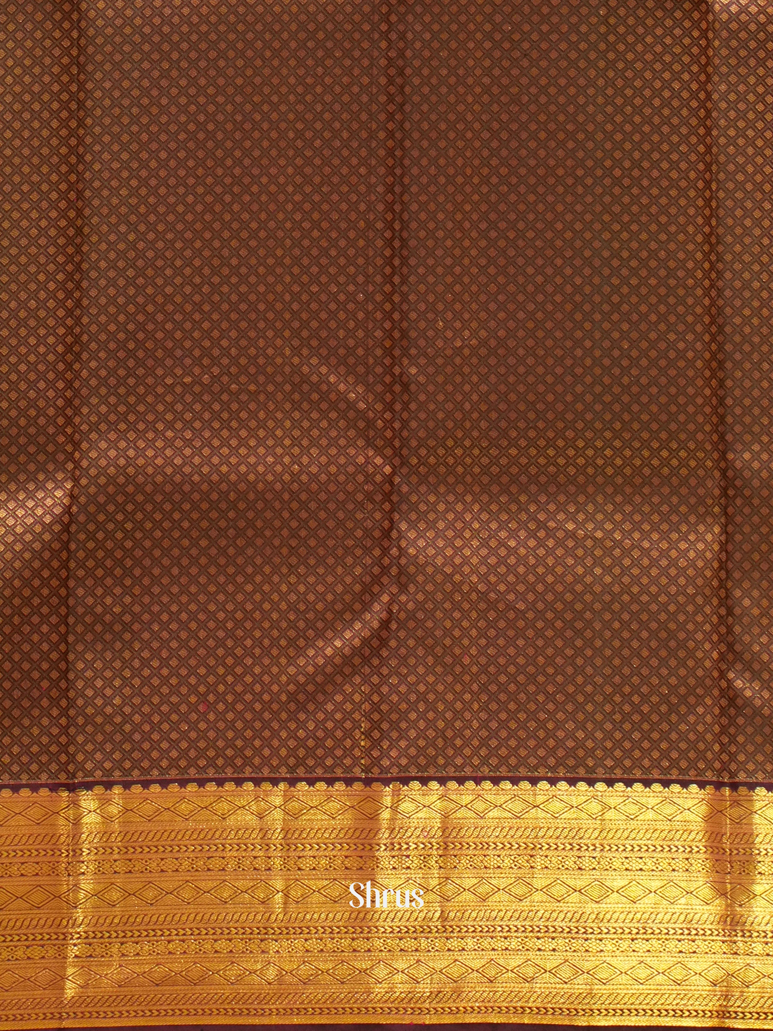 Orange and brown- Korvai Kanchipuram Silk saree