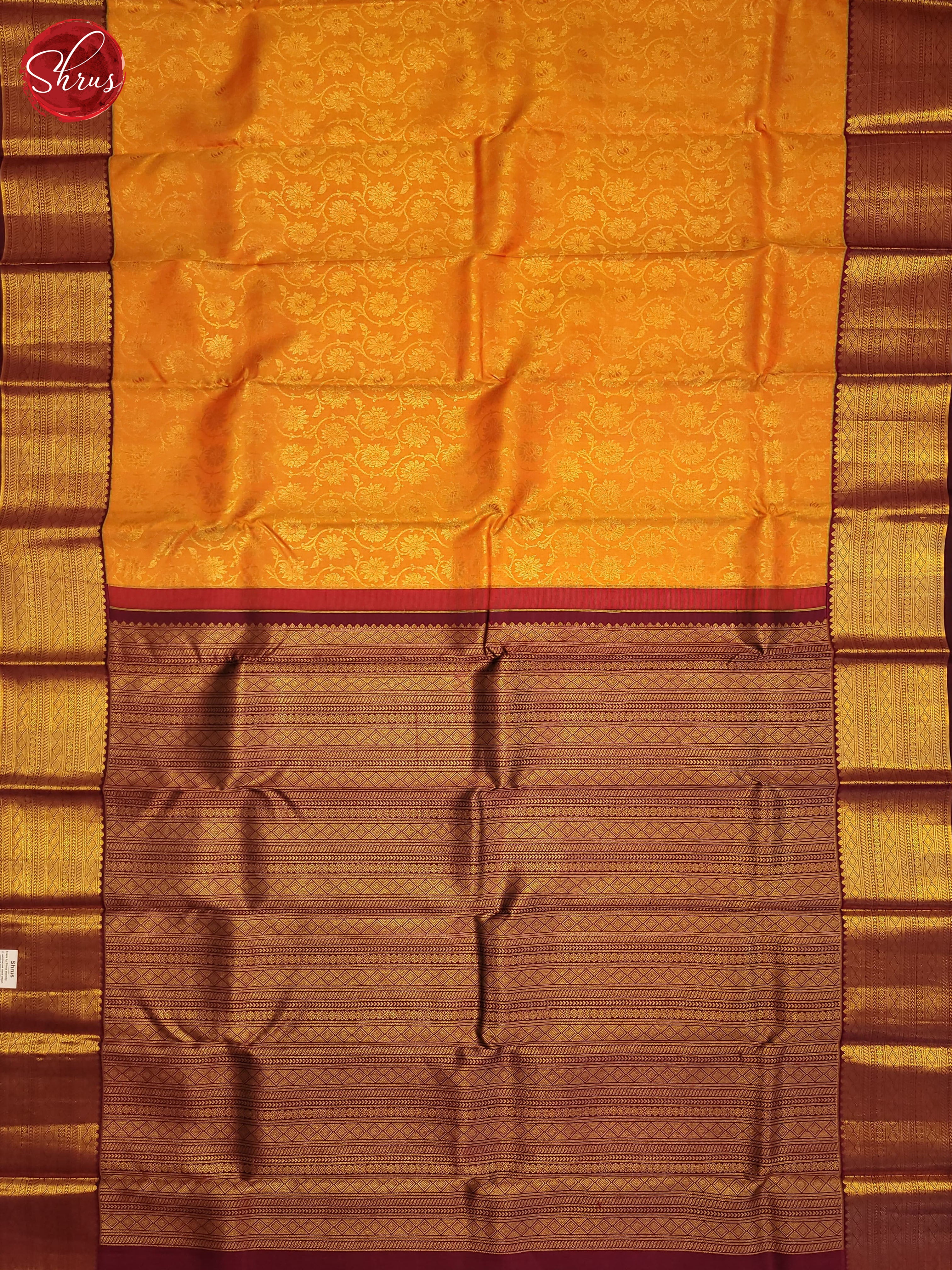 Orange and brown- Kanchipuram Silk saree - Shop on ShrusEternity.com