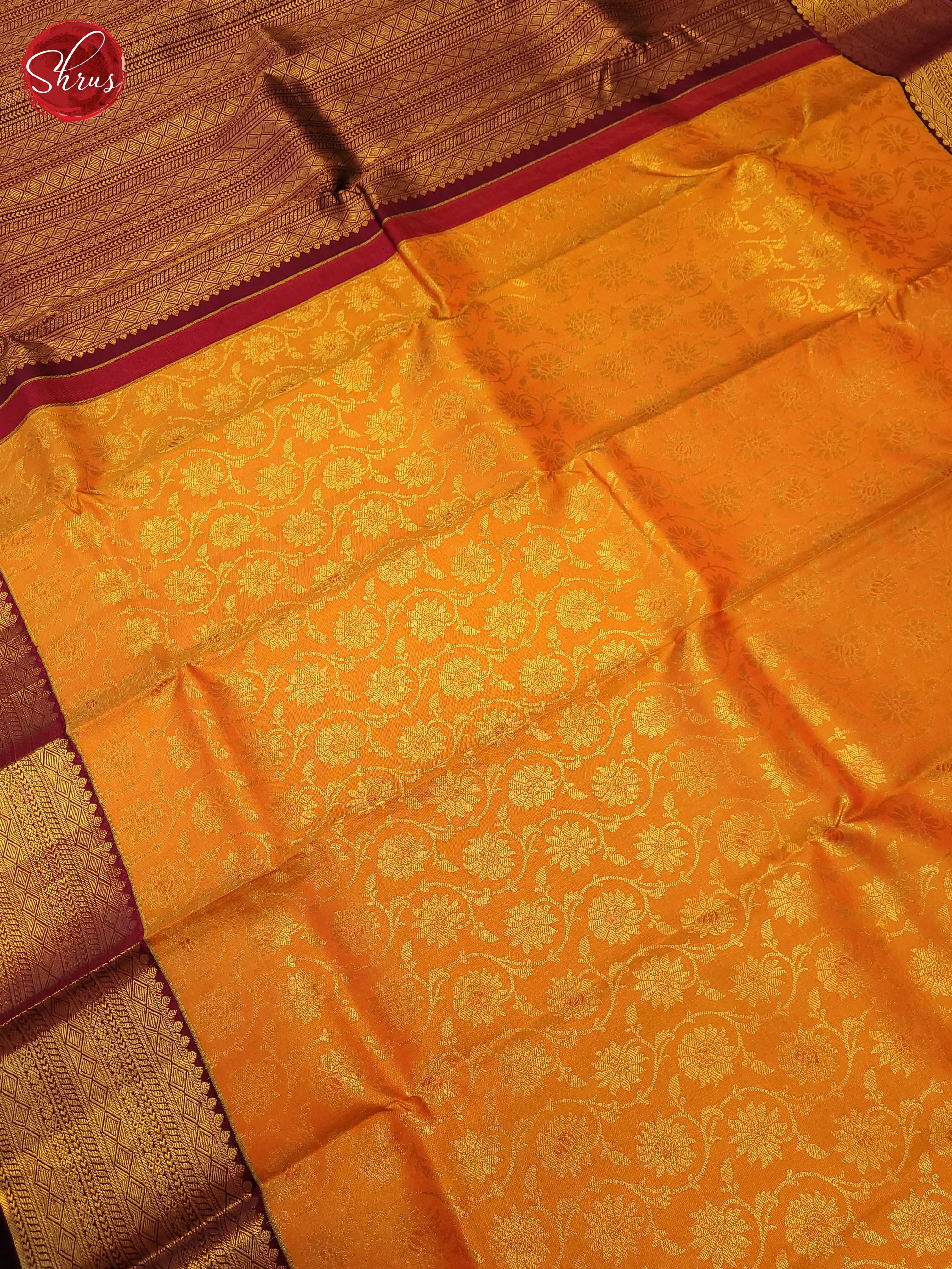 Orange and brown- Kanchipuram Silk saree - Shop on ShrusEternity.com