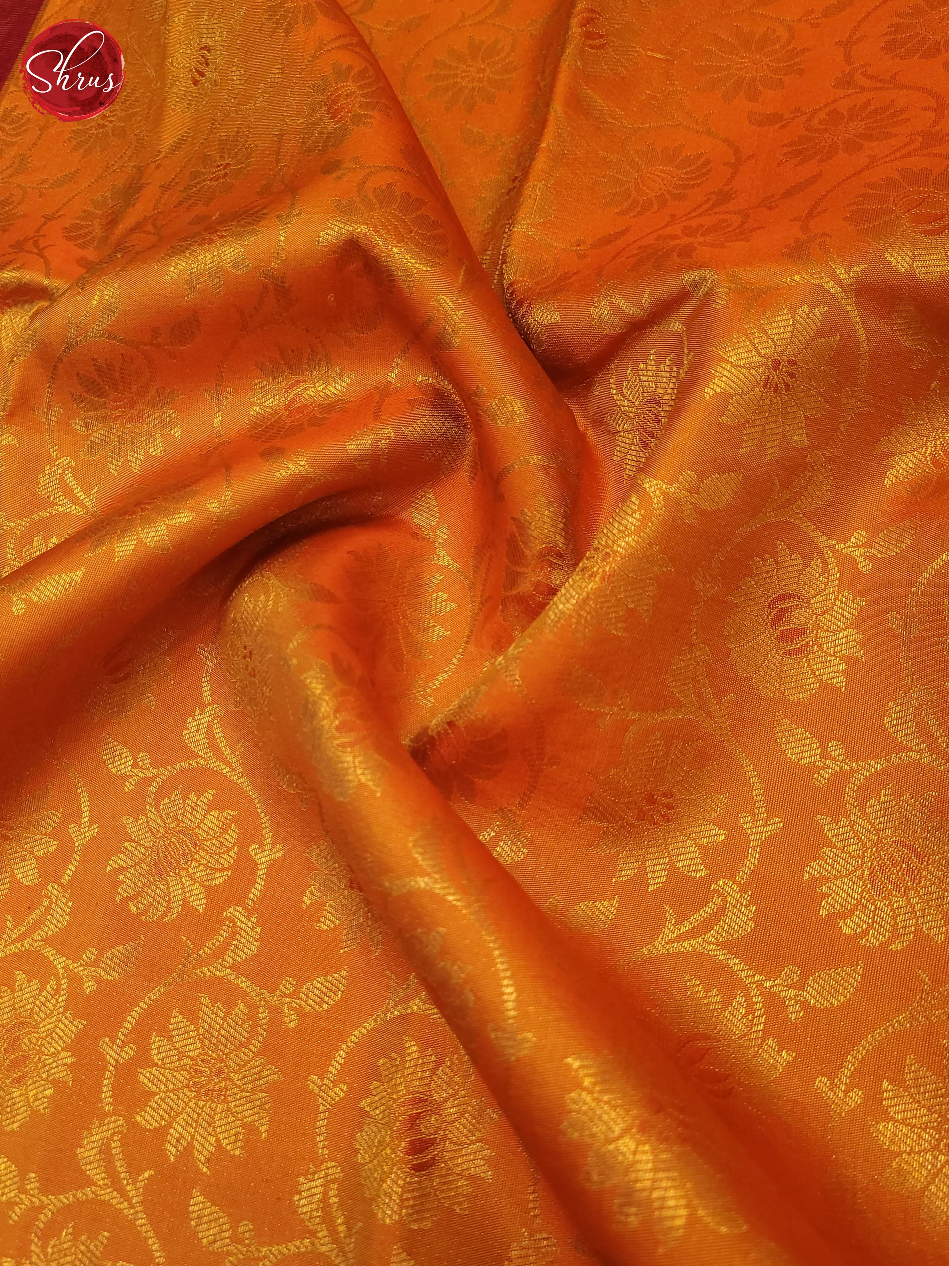 Orange and brown- Kanchipuram Silk saree - Shop on ShrusEternity.com