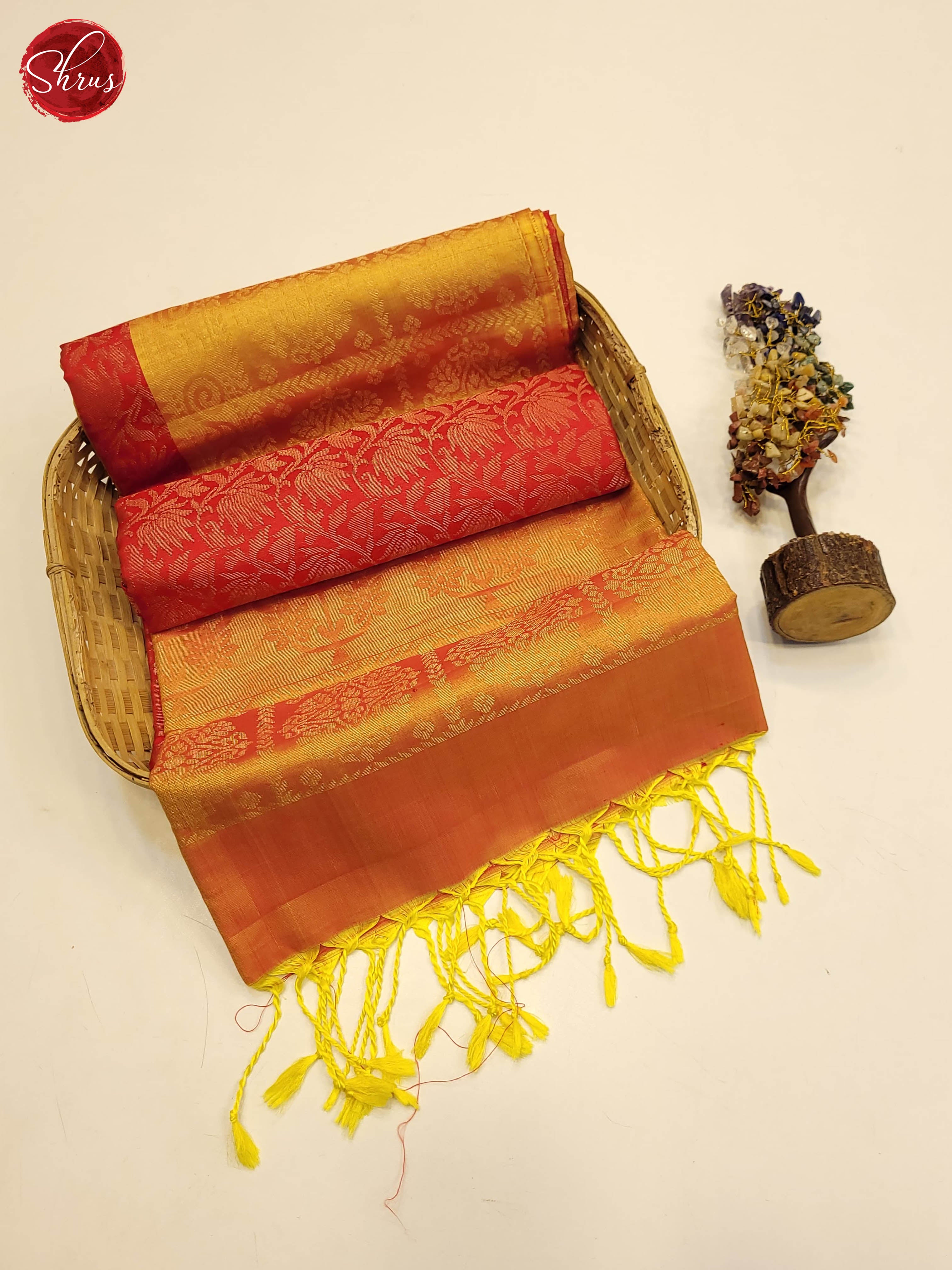 Red and Yellow  - Soft Silk Saree - Shop on ShrusEternity.com