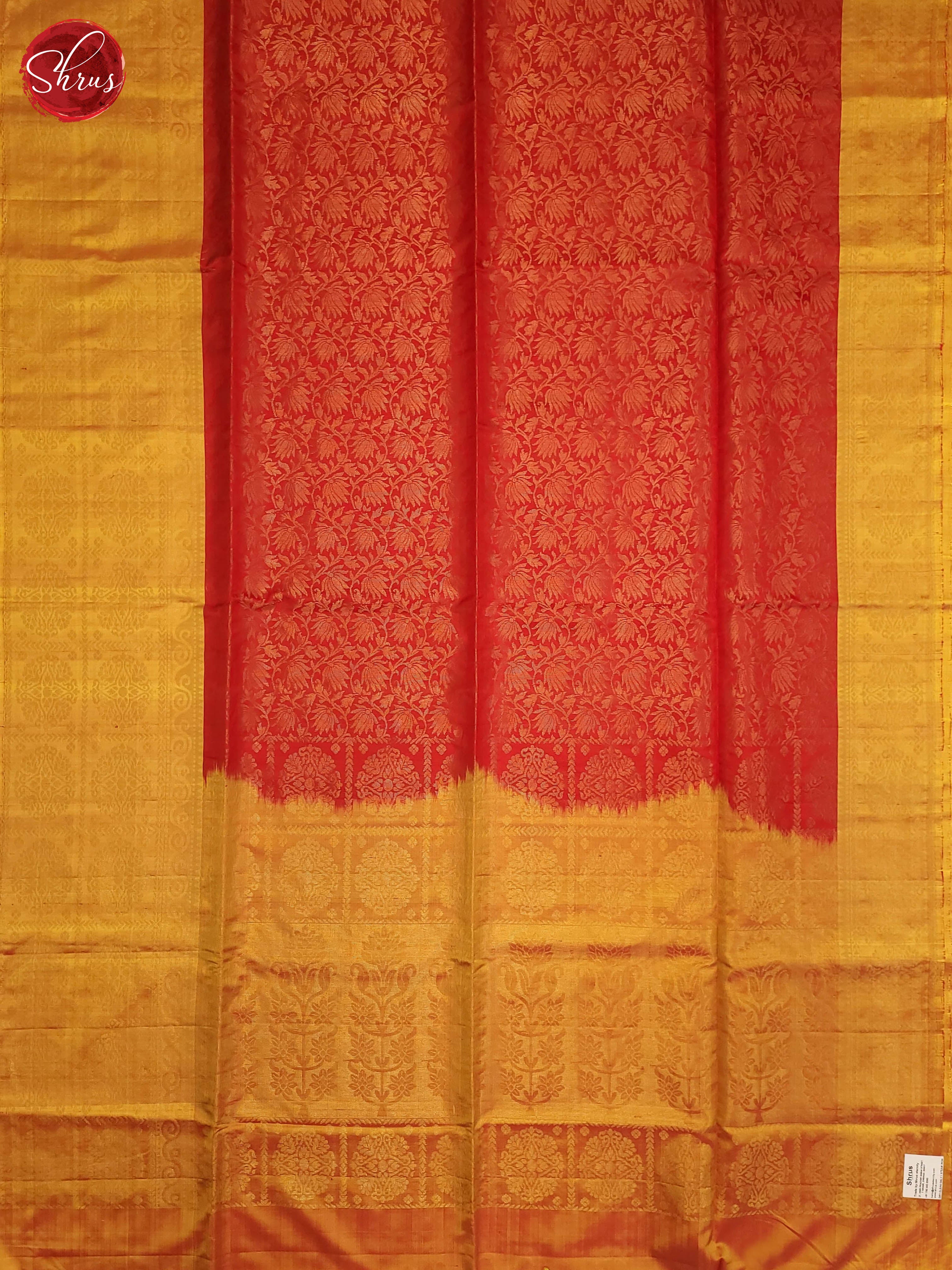 Red and Yellow  - Soft Silk Saree - Shop on ShrusEternity.com