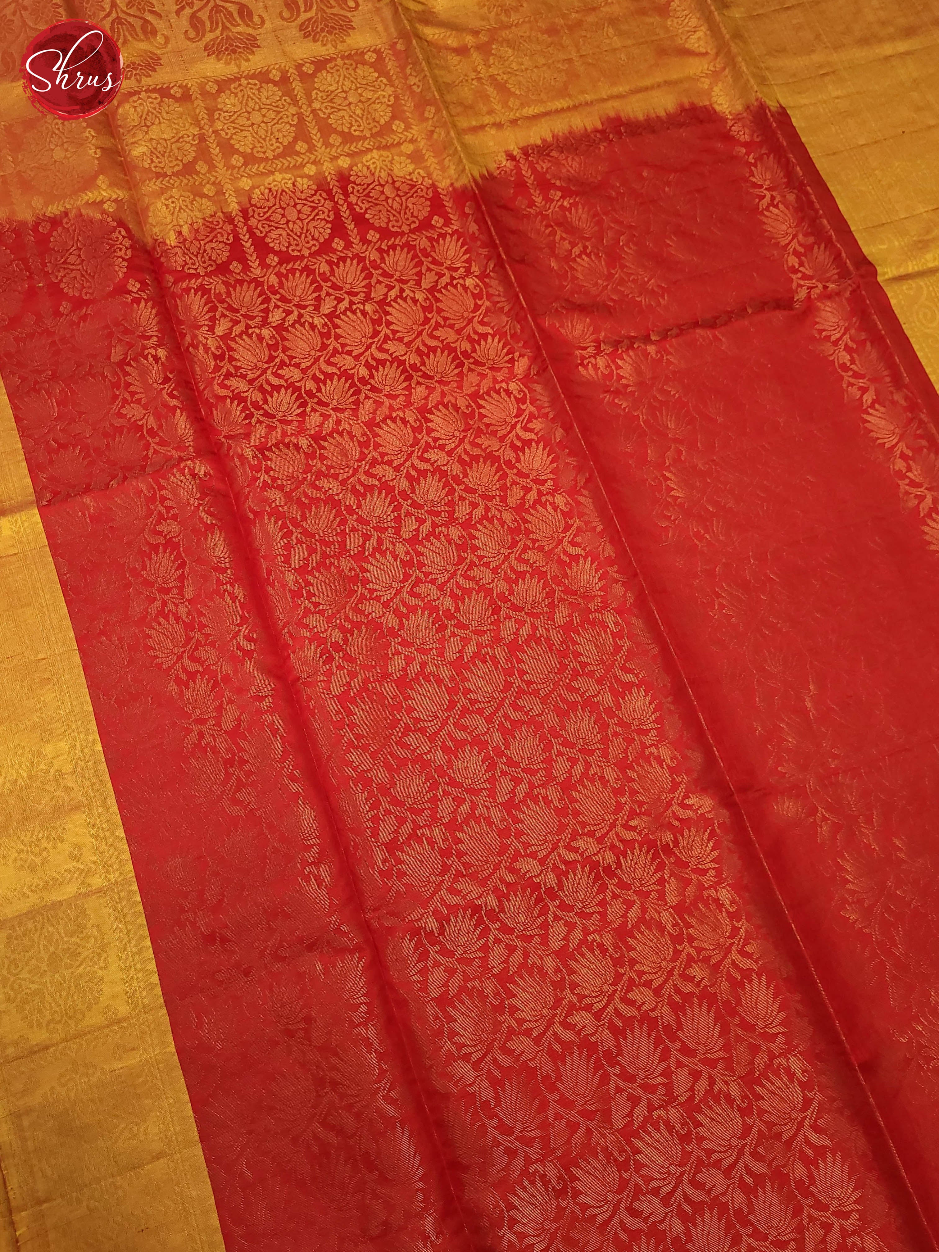 Red and Yellow  - Soft Silk Saree - Shop on ShrusEternity.com