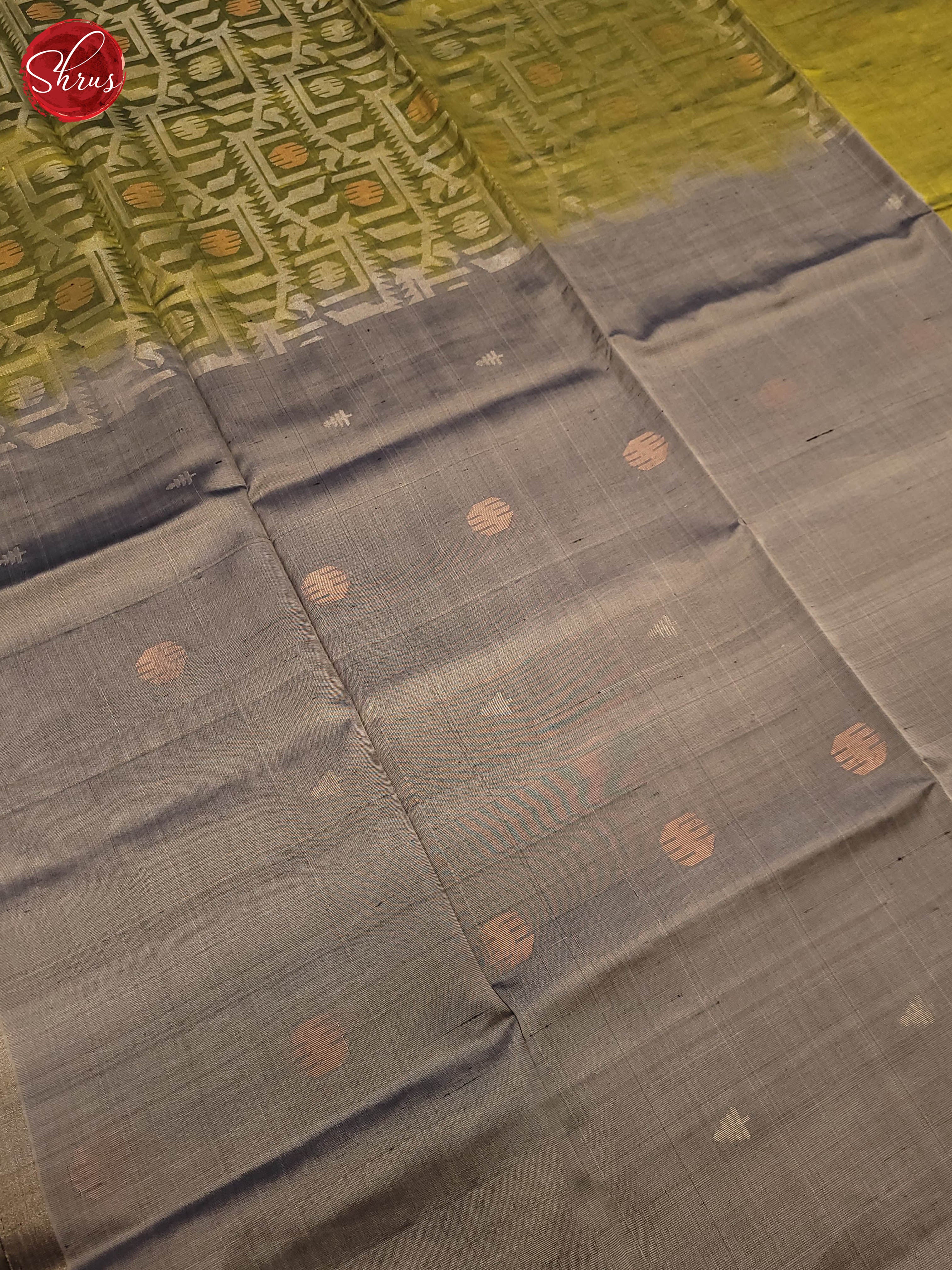 Grey and Green - Soft Silk Saree - Shop on ShrusEternity.com