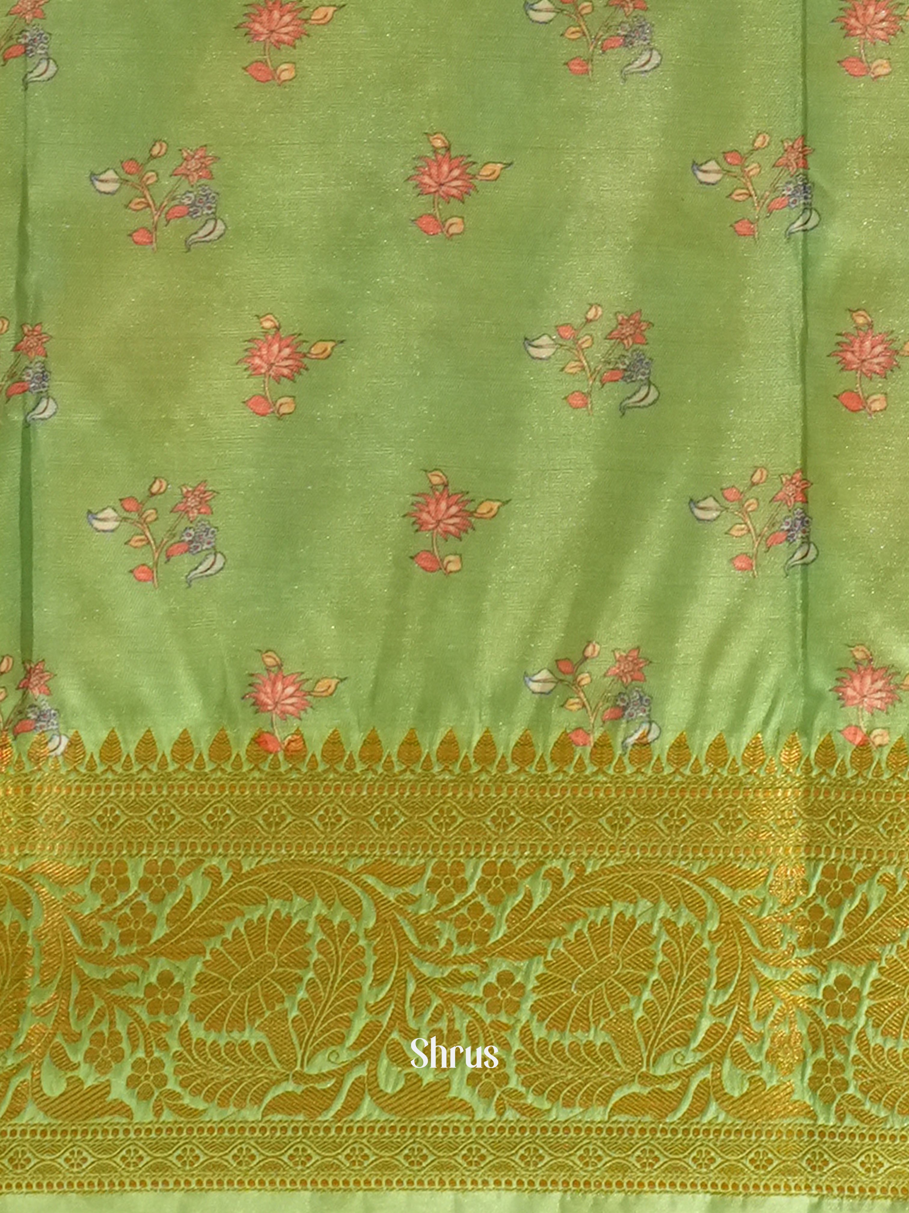 Pink & Green  - Semi chanderi Saree