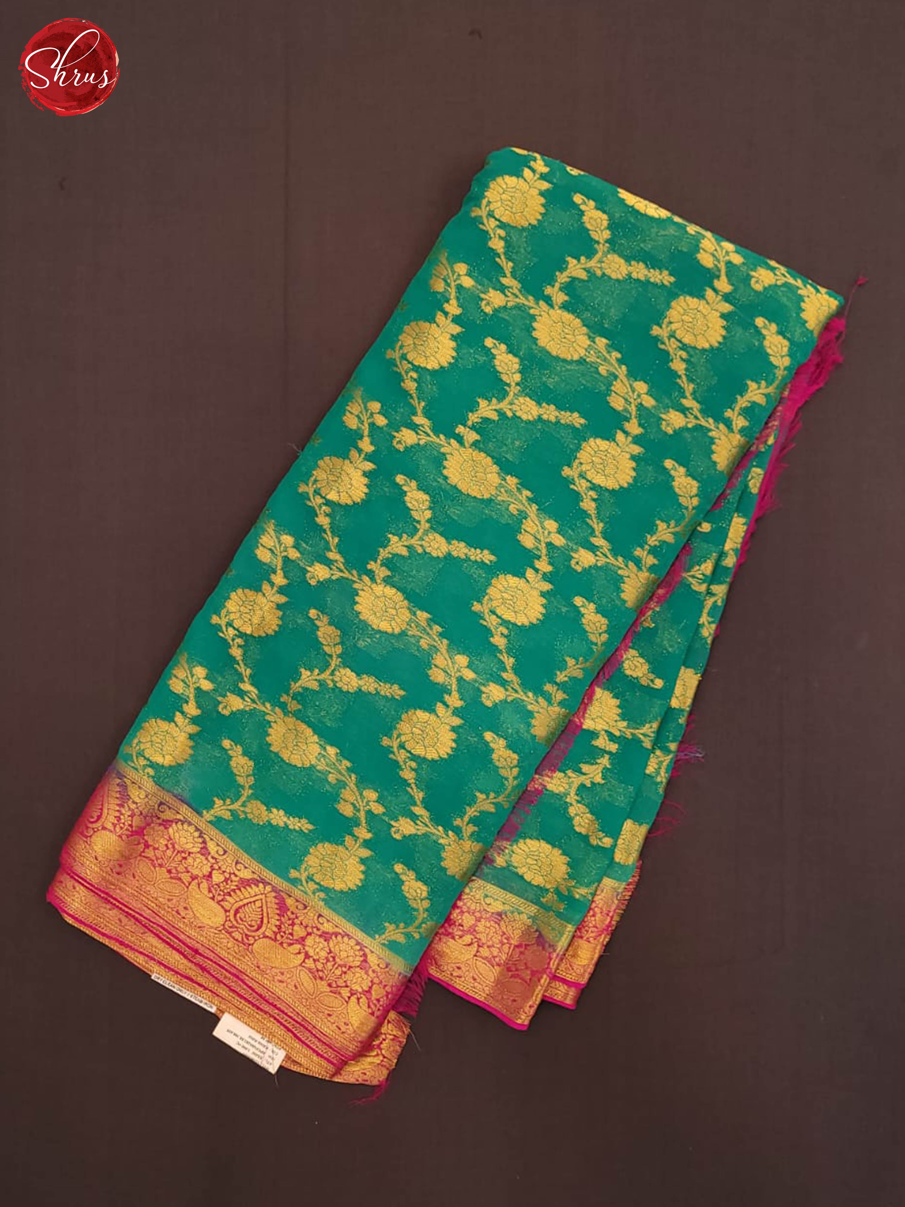 Green & Pink- Semi Chiffon Saree - Shop on ShrusEternity.com