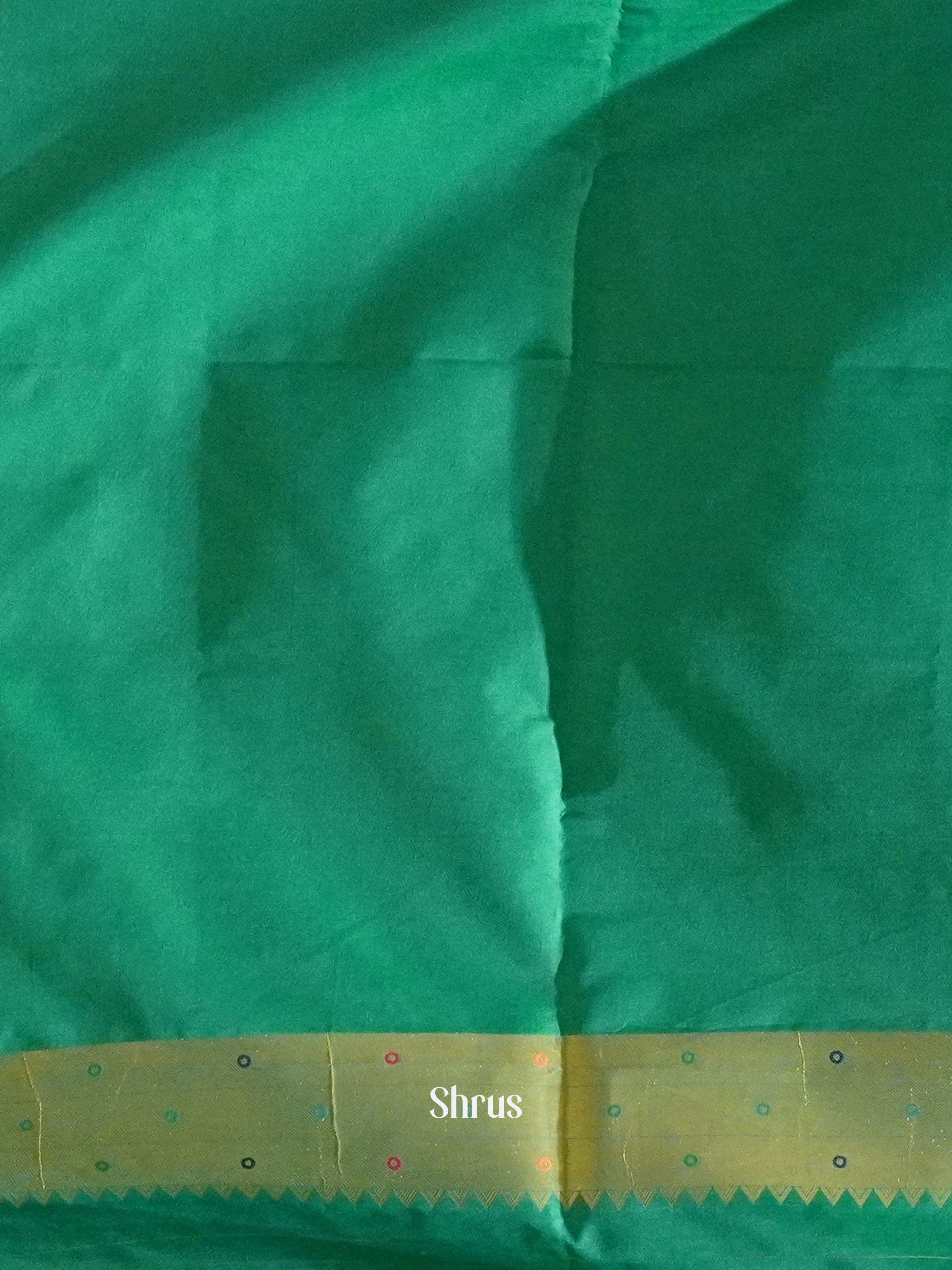 Green (Single Tone)- Semi Paithani with zari brocade on the body& Zari Border