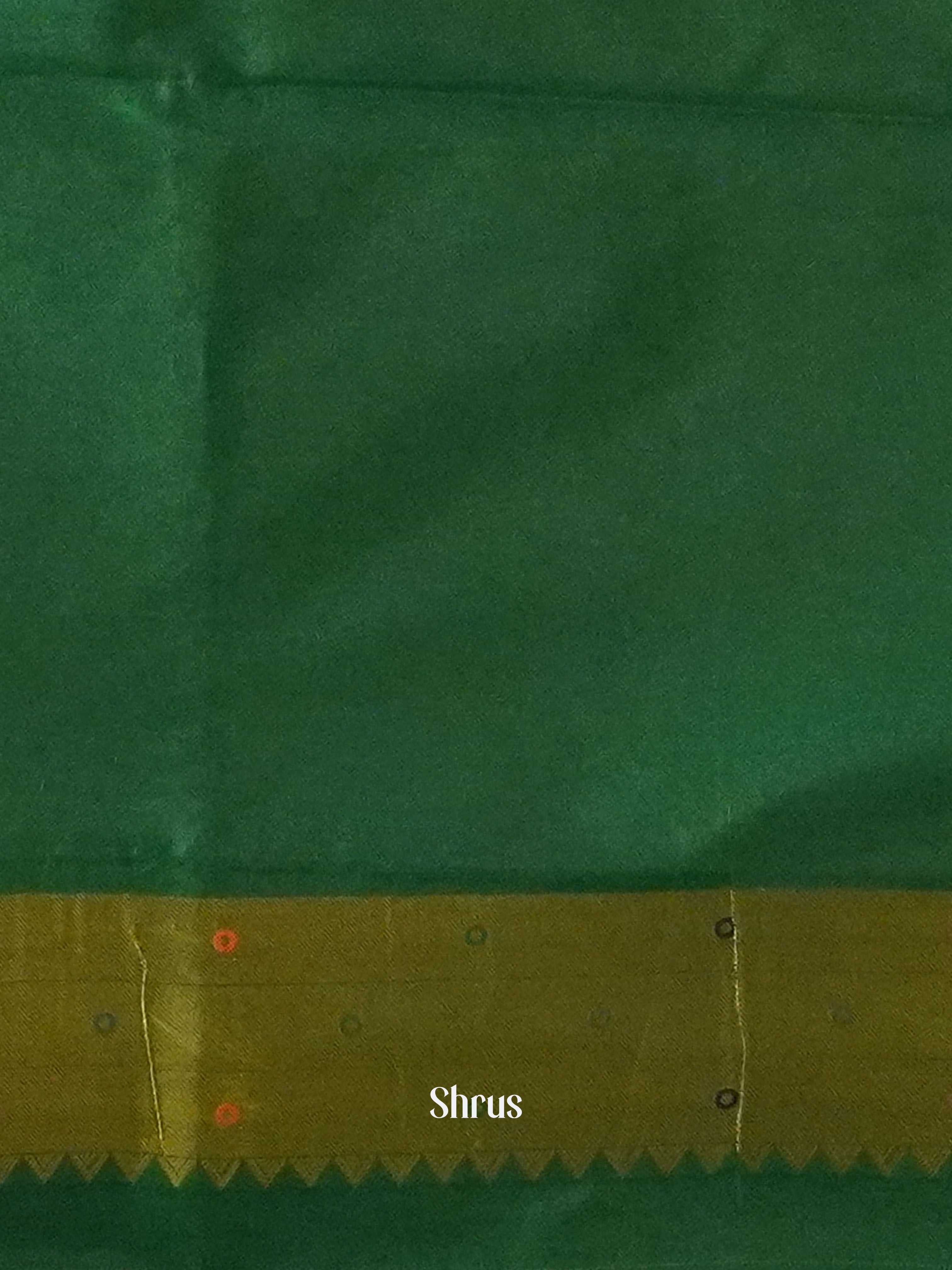 Green(Single Tone)- Semi Paithani with ari brocade on the body & Zari Border