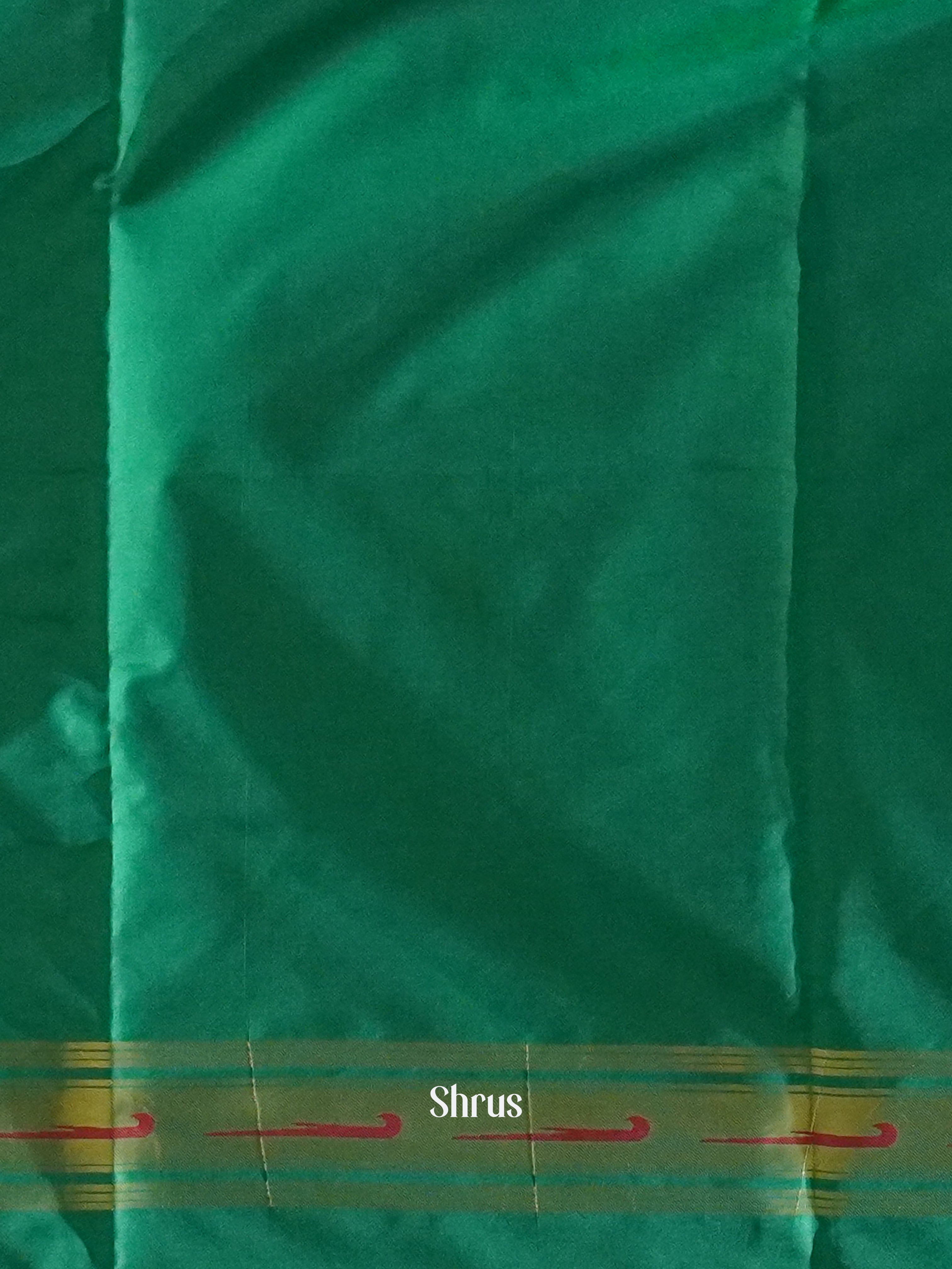 Green (Single Tone)-Semi Paithani with zari  woven  body &  Zari Border