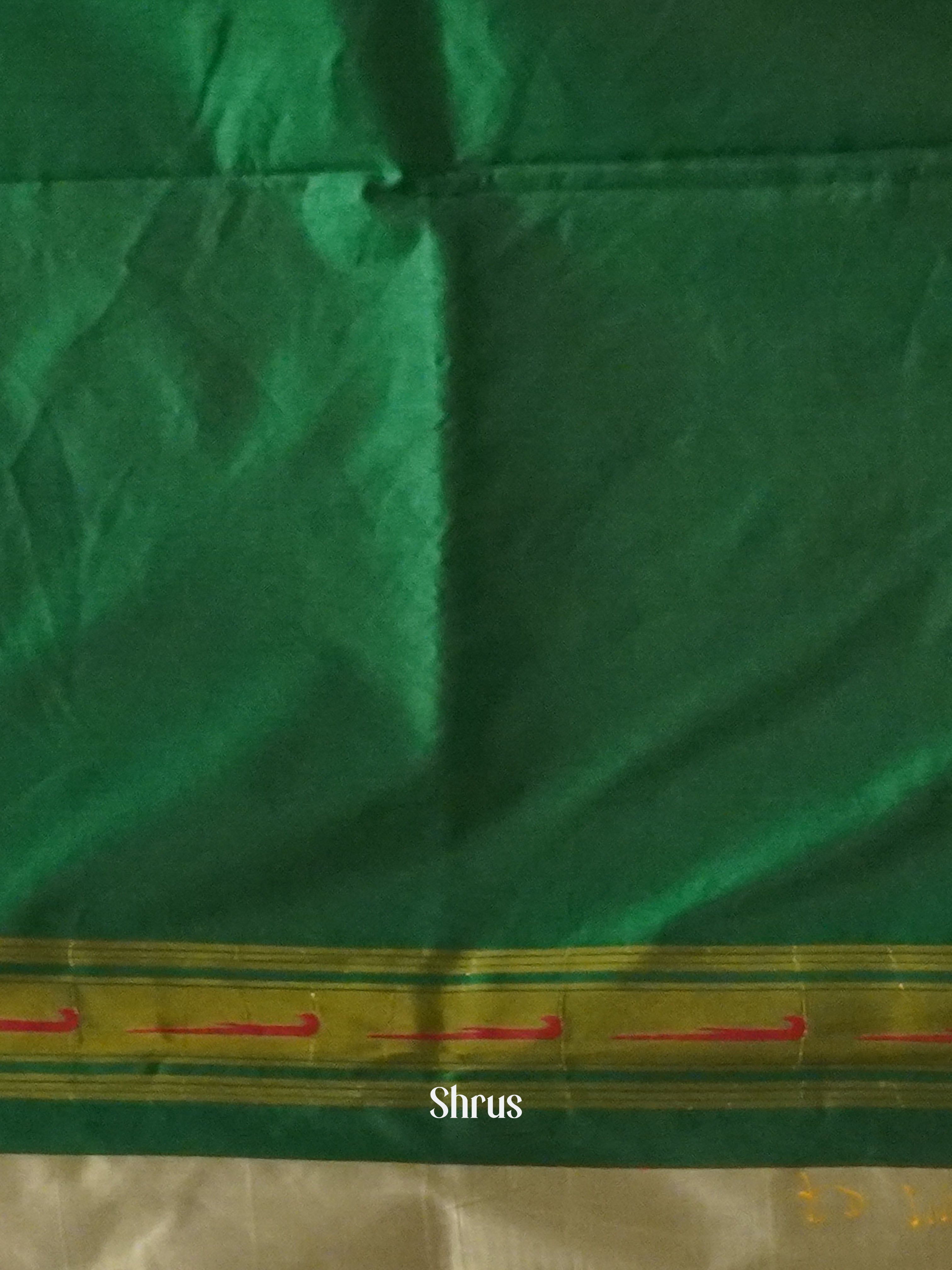 Green (Single Tone)- Semi Paithani with zari brocade on the body & Zari Border