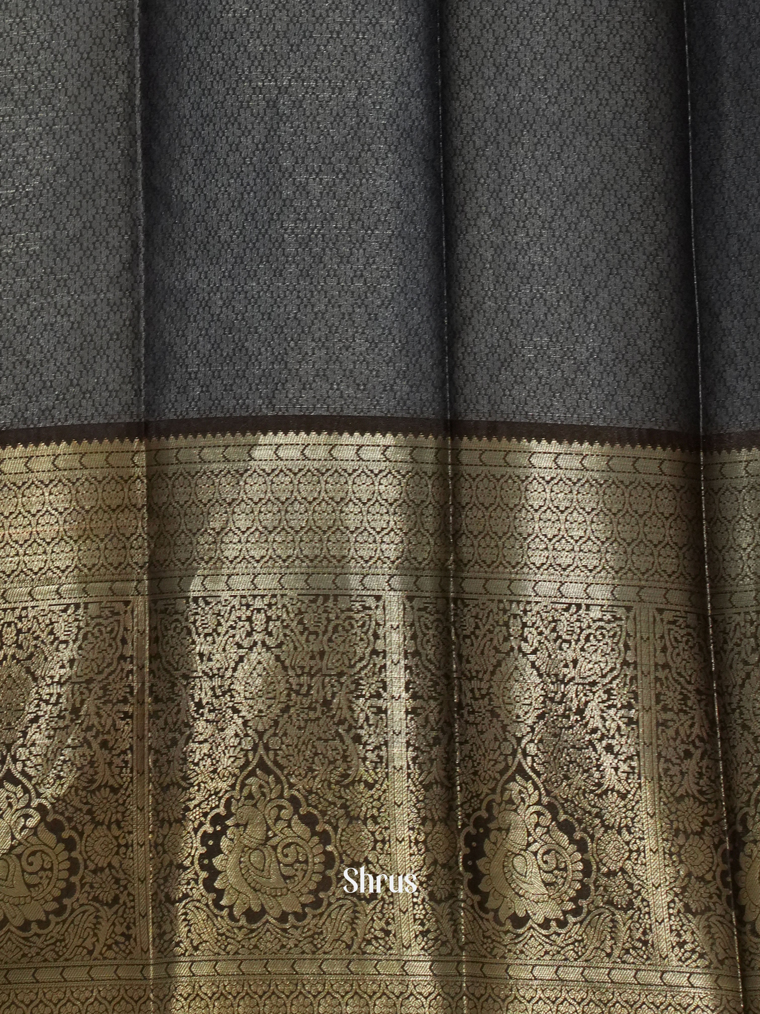 Cream & Blue - Semi Dupion Saree