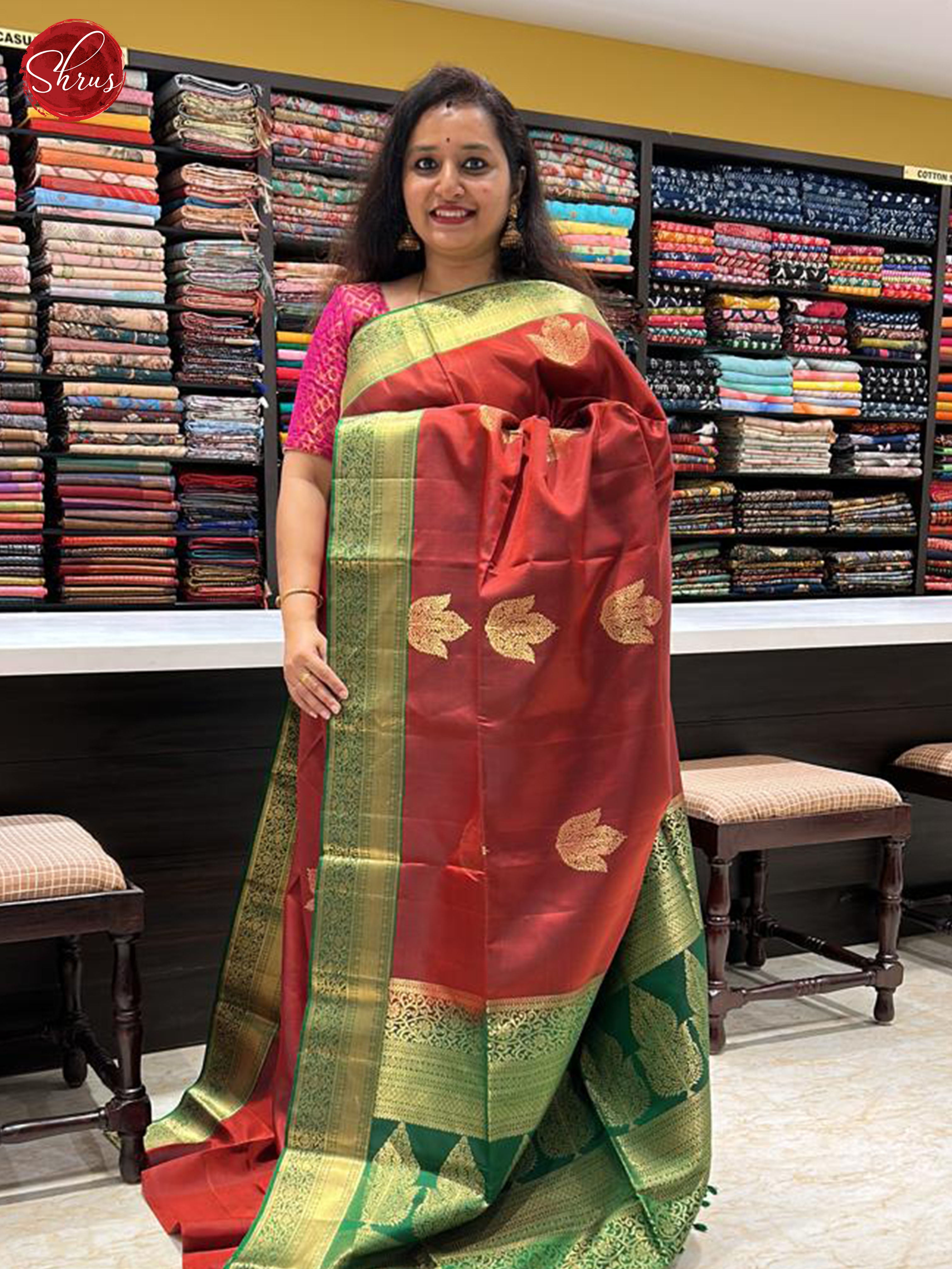 Maroon and Green- Soft silk saree - Shop on ShrusEternity.com