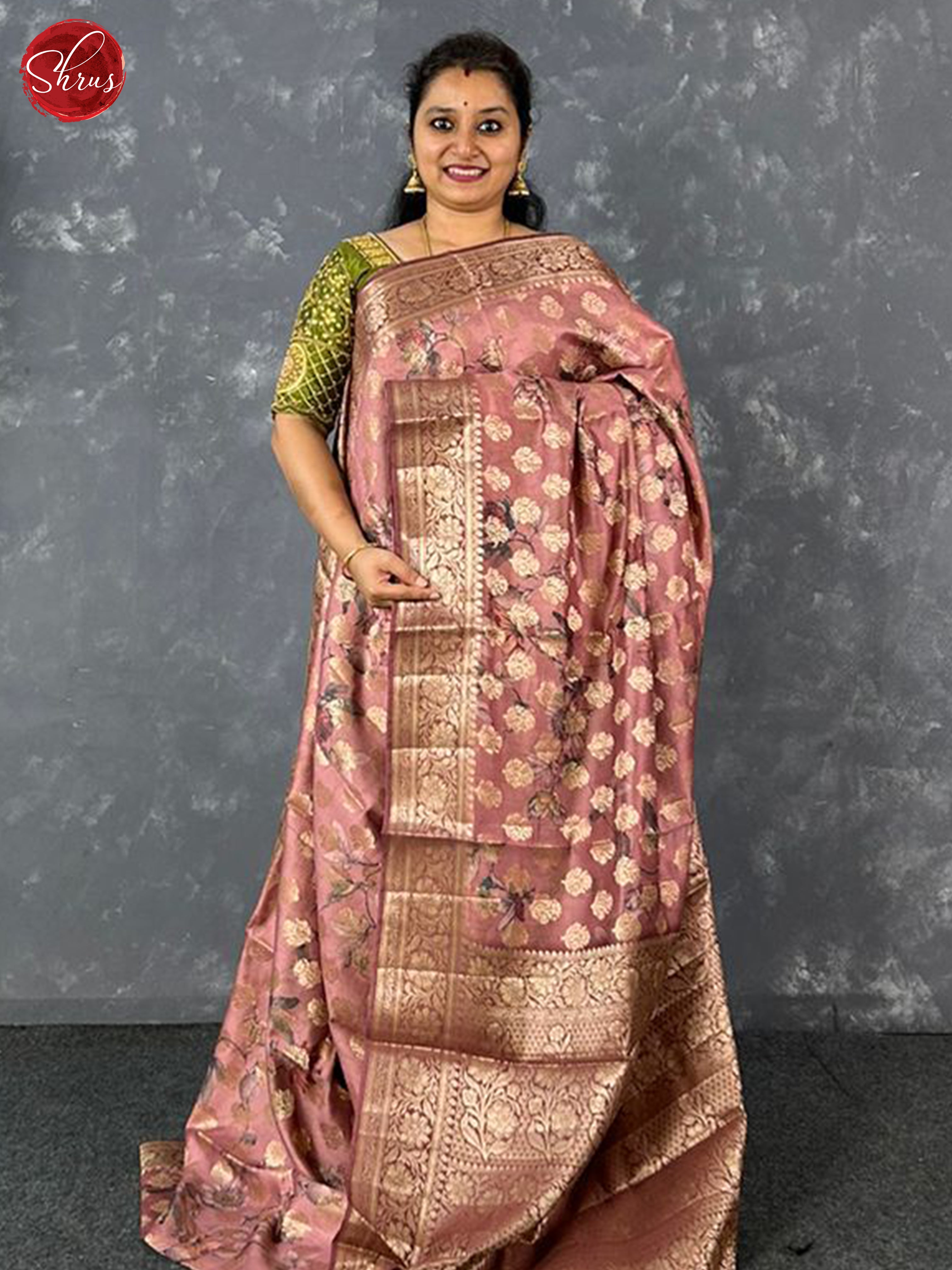 Light Brown & Brown - Tussar with zari woven floral   motifs , floral print on the body & contrast  zari border - Shop on ShrusEternity.com