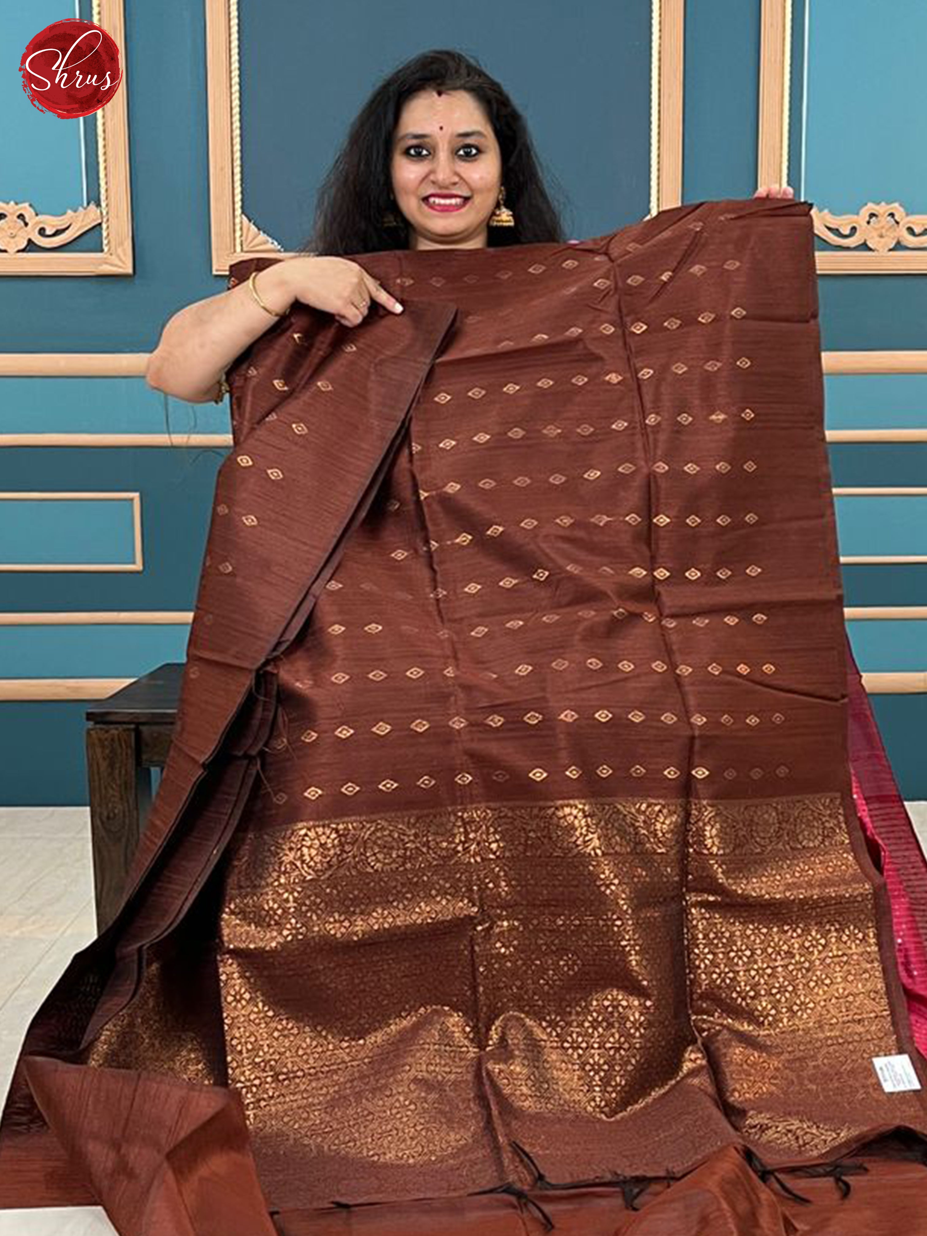 Brown(Single Tone)  - Semi Raw Silk Saree - Shop on ShrusEternity.com