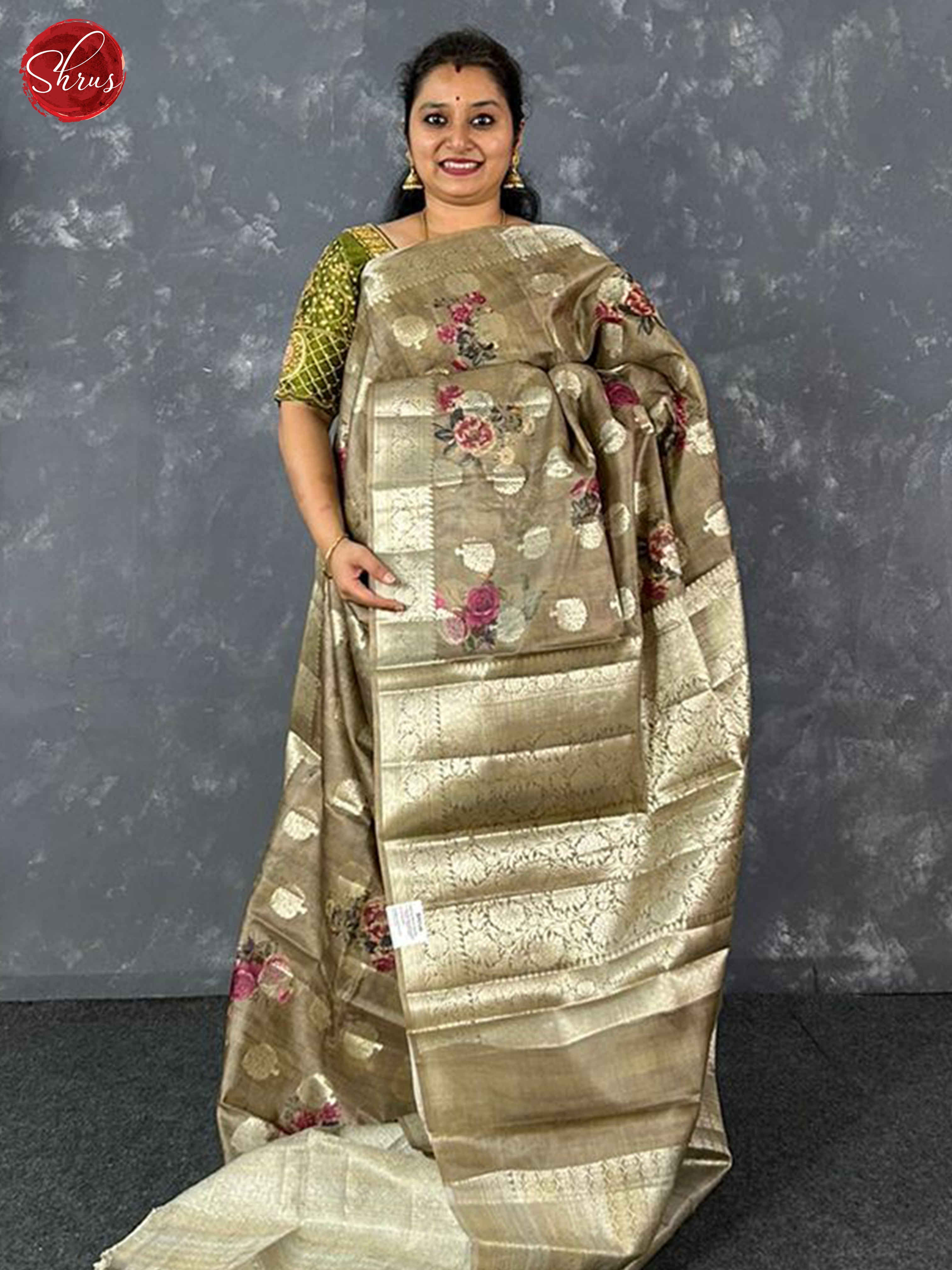 Greenish Grey - Tussar Silk Saree - Shop on ShrusEternity.com