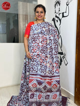 Red &  Maroon - Semi Chanderi Saree - Shop on ShrusEternity.com