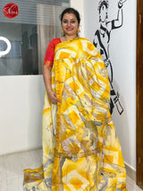 Yellow & Cream - Semi Chanderi Saree - Shop on ShrusEternity.com