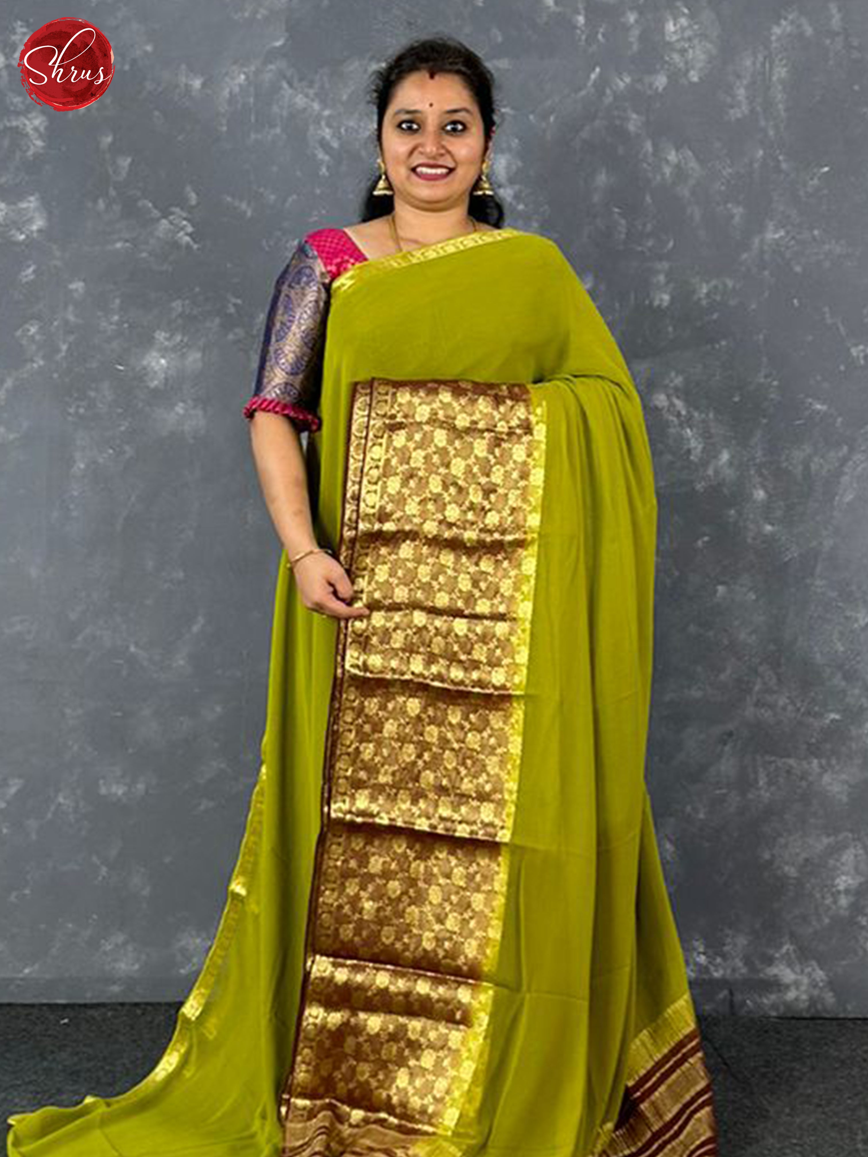 Manthulir Green & Brown - Semi Mysore silk - Shop on ShrusEternity.com