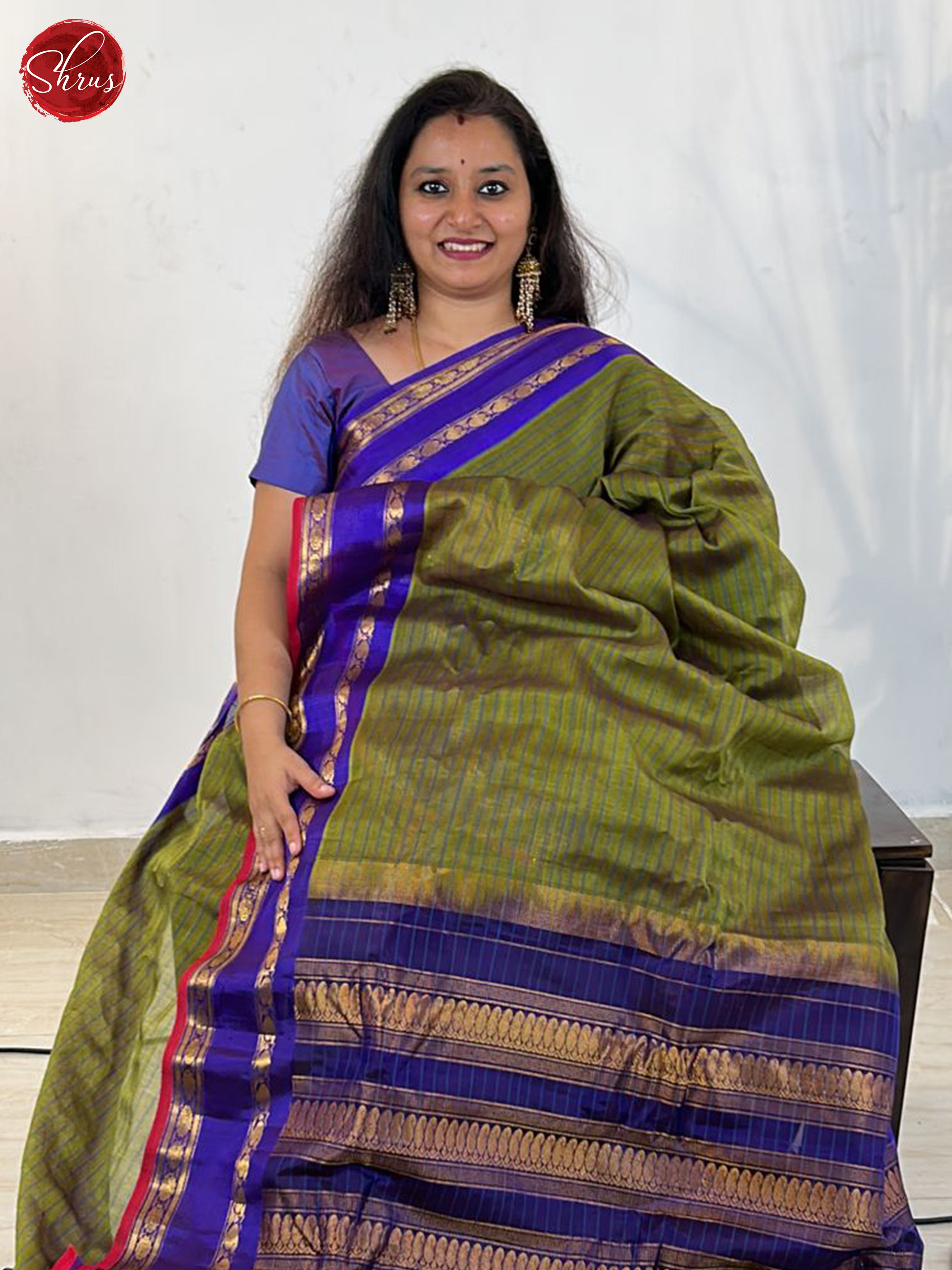 Green &  Blue - Gadwal Silk Cotton Saree - Shop on ShrusEternity.com