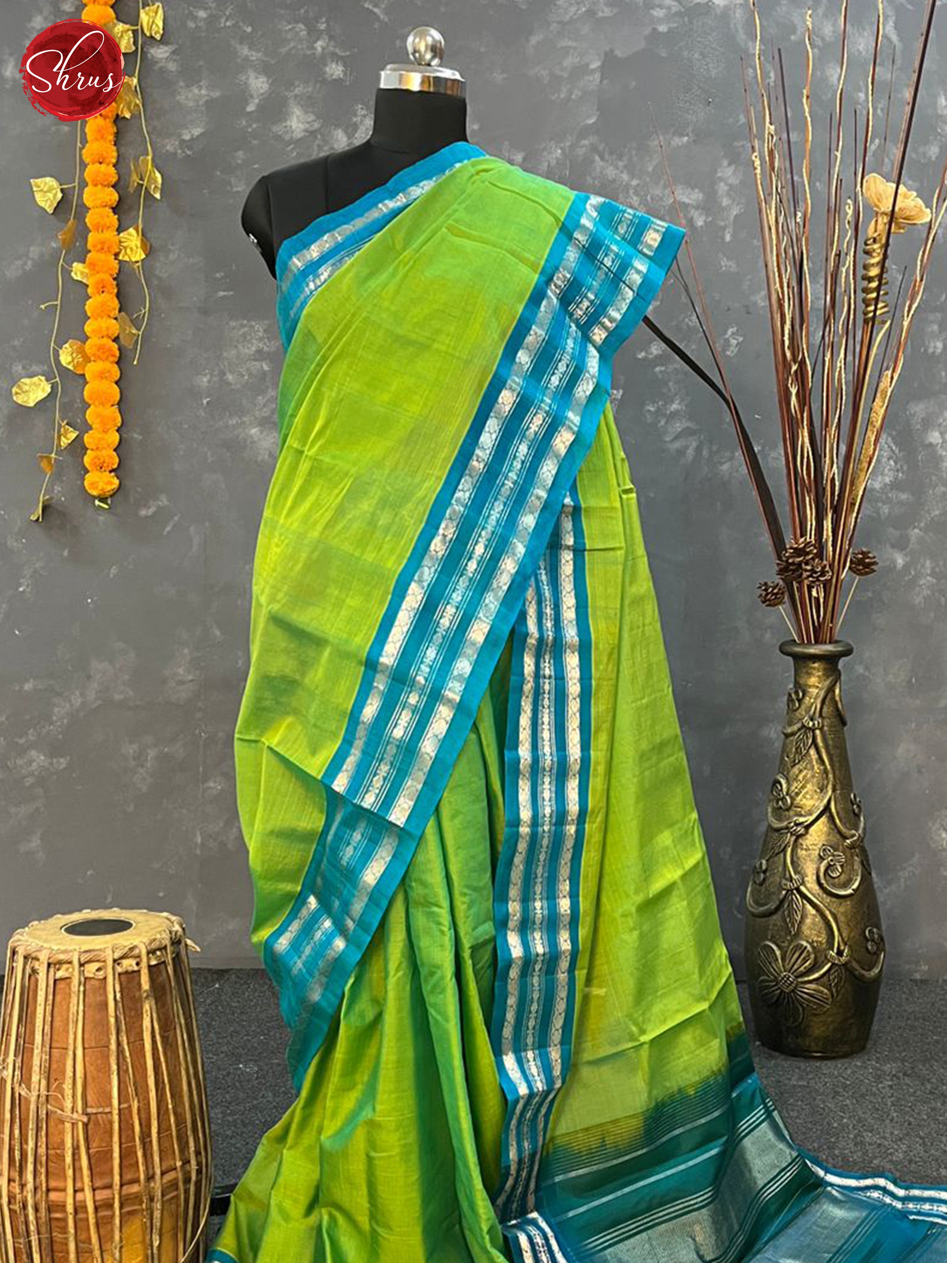 Green & Blue - Gadwal Silk Cotton Saree - Shop on ShrusEternity.com