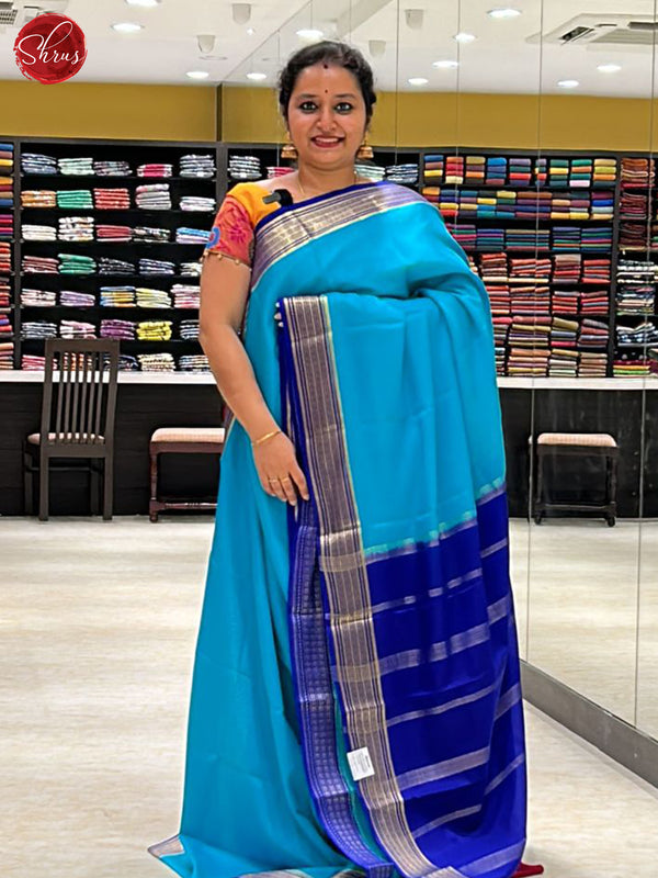 Teal & Blue - Mysore Silk Saree - Shop on ShrusEternity.com