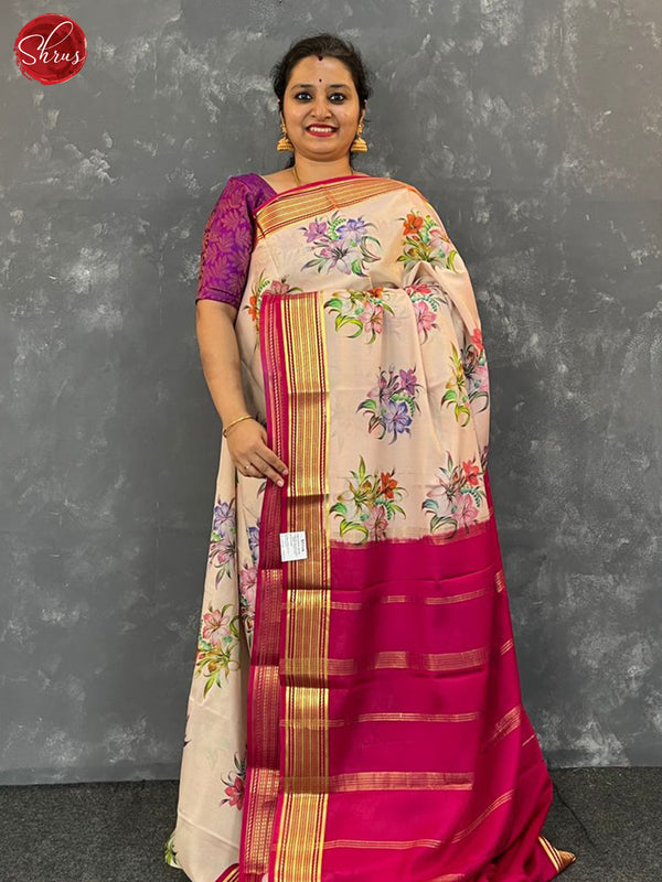 Peach & Pink - Mysore Silk Saree - Shop on ShrusEternity.com