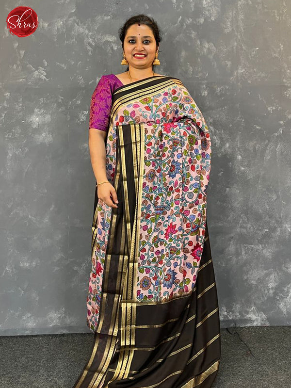 Pink & Black- Mysore Silk Saree - Shop on ShrusEternity.com