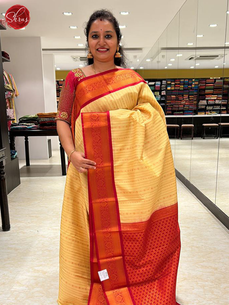Wedding Wear Red Rani Mango Kanchipuram Saree, With Blouse Piece, 5.5 m  (With Blose Piece)