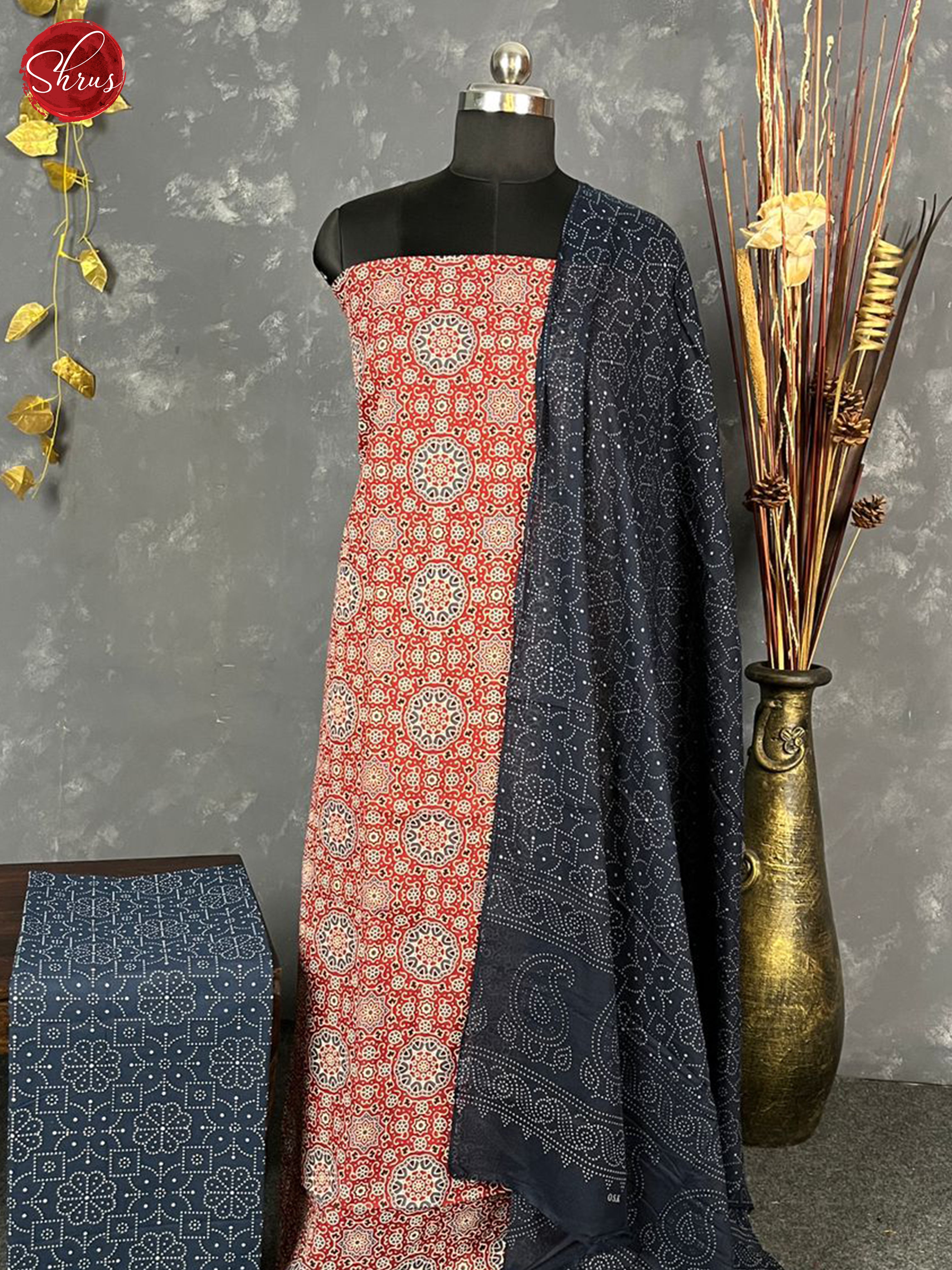 Red & Blue- Ajrakh Salwar - Shop on ShrusEternity.com