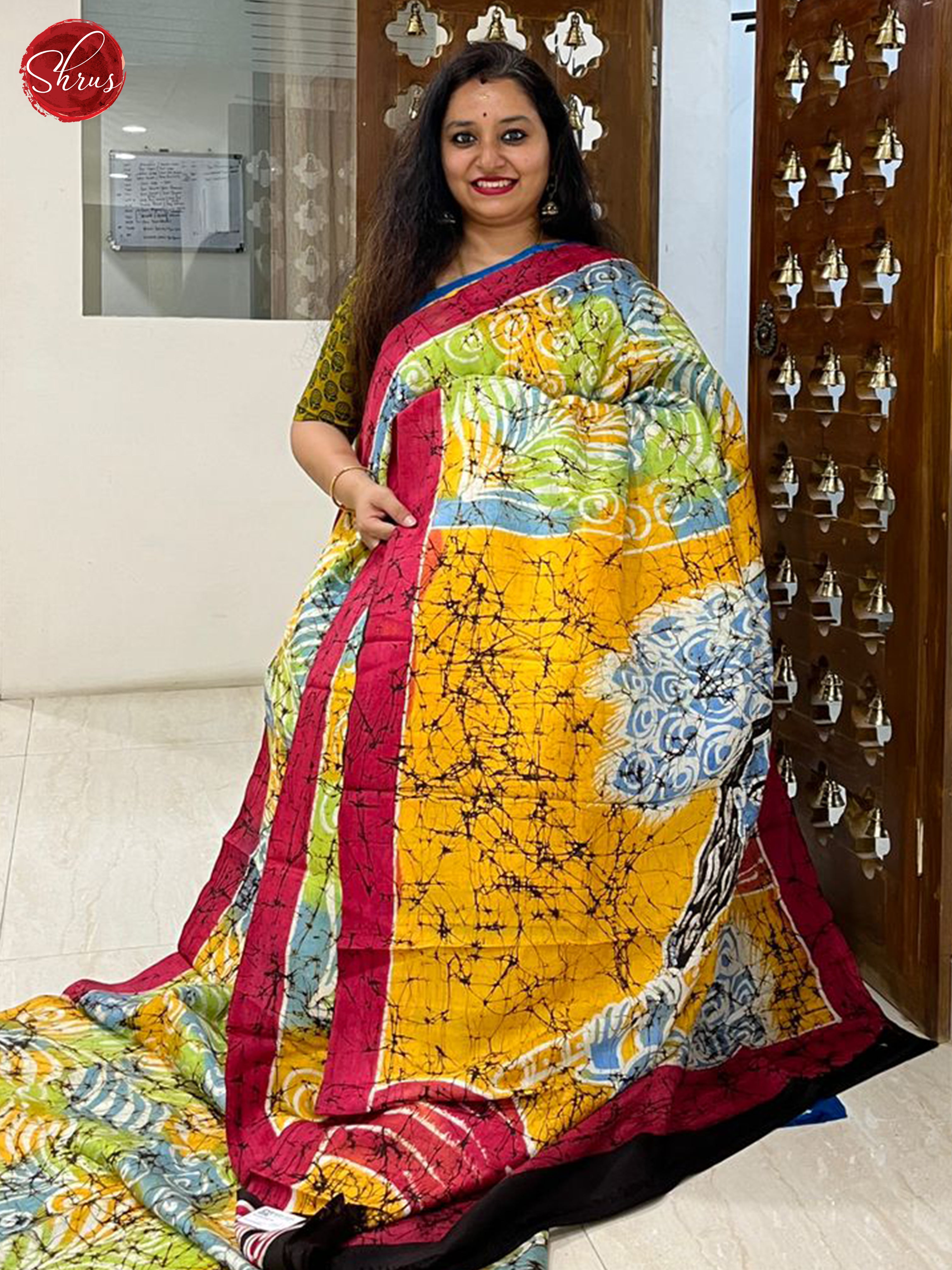 Yellow & Black - Murshidabad Silk Saree - Shop on ShrusEternity.com