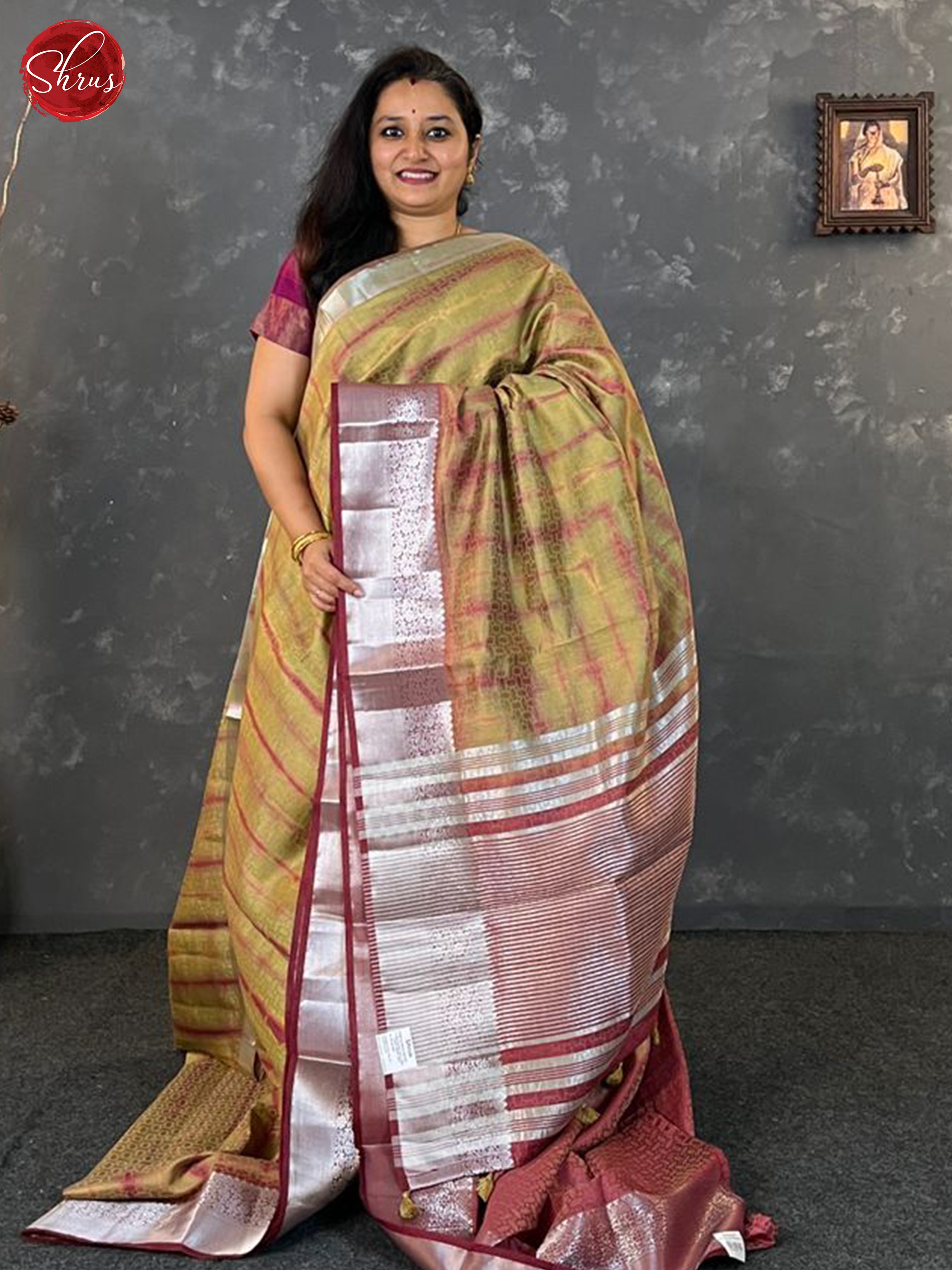 Mehandi Green & Maroon - Semi Jute Saree - Shop on ShrusEternity.com