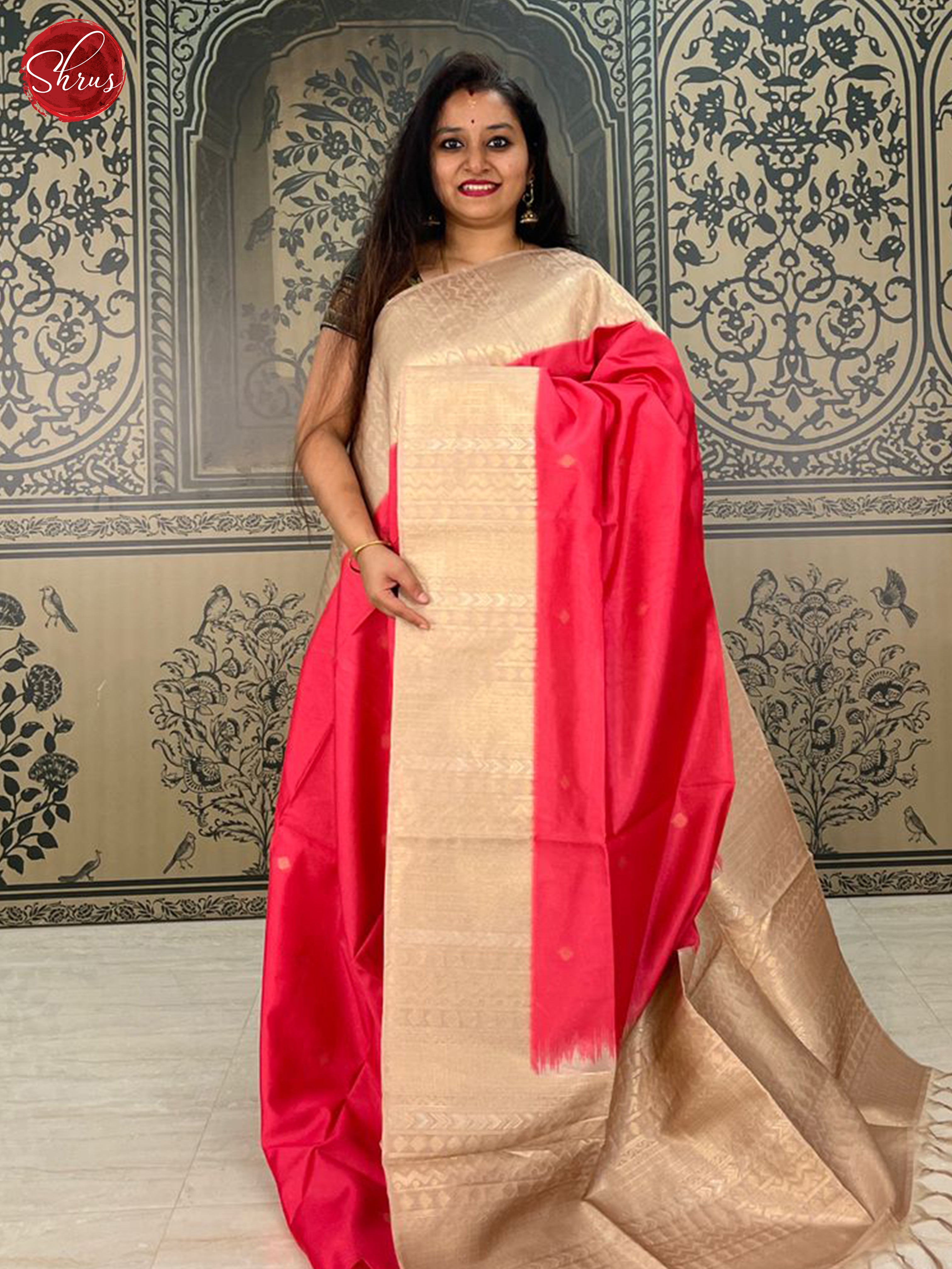 Pink & Beige- Semi Tussar Saree - Shop on ShrusEternity.com