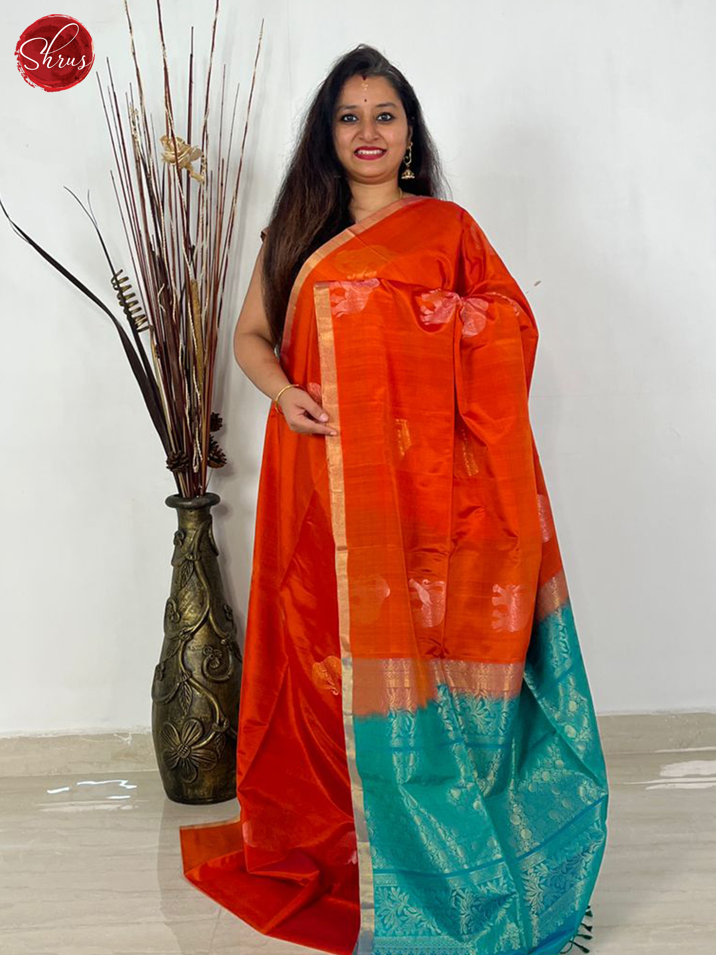 Orange & Green- Silk Cotton - Shop on ShrusEternity.com