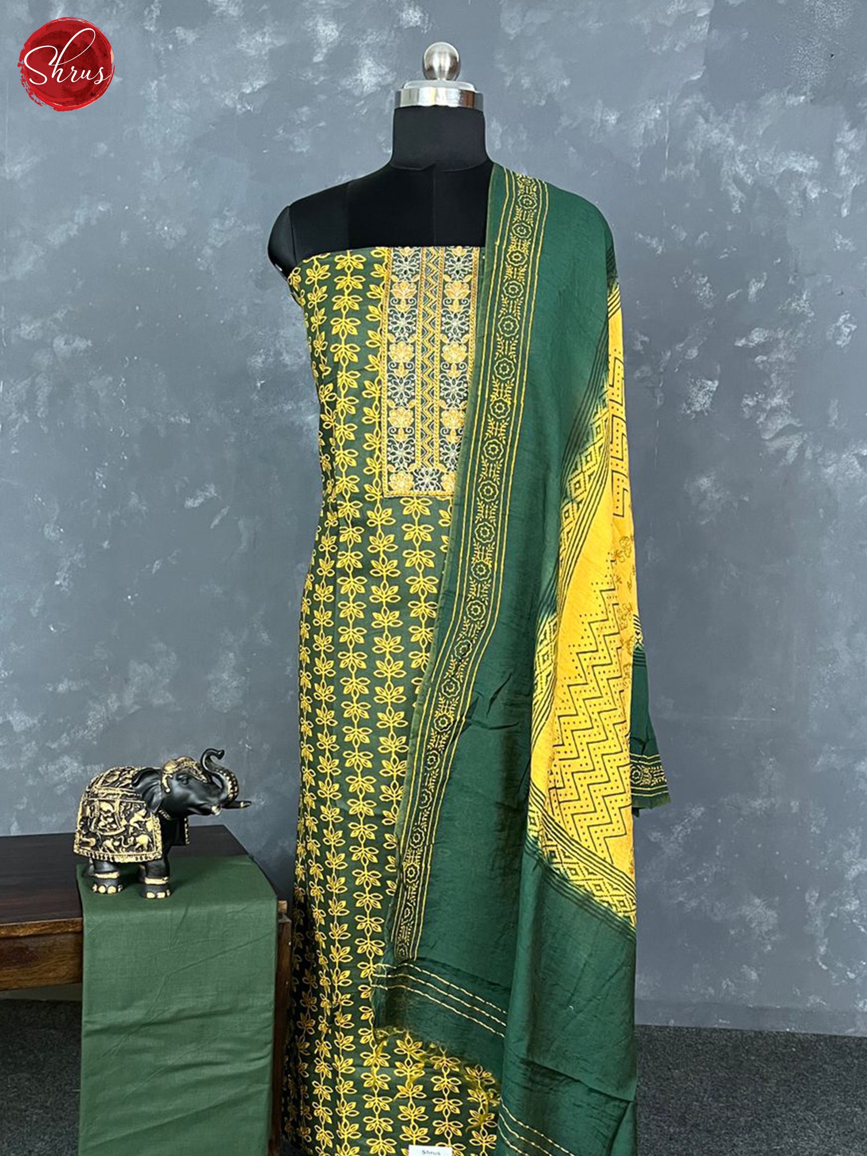 Green & Yellow - Cotton Salwar - Shop on ShrusEternity.com