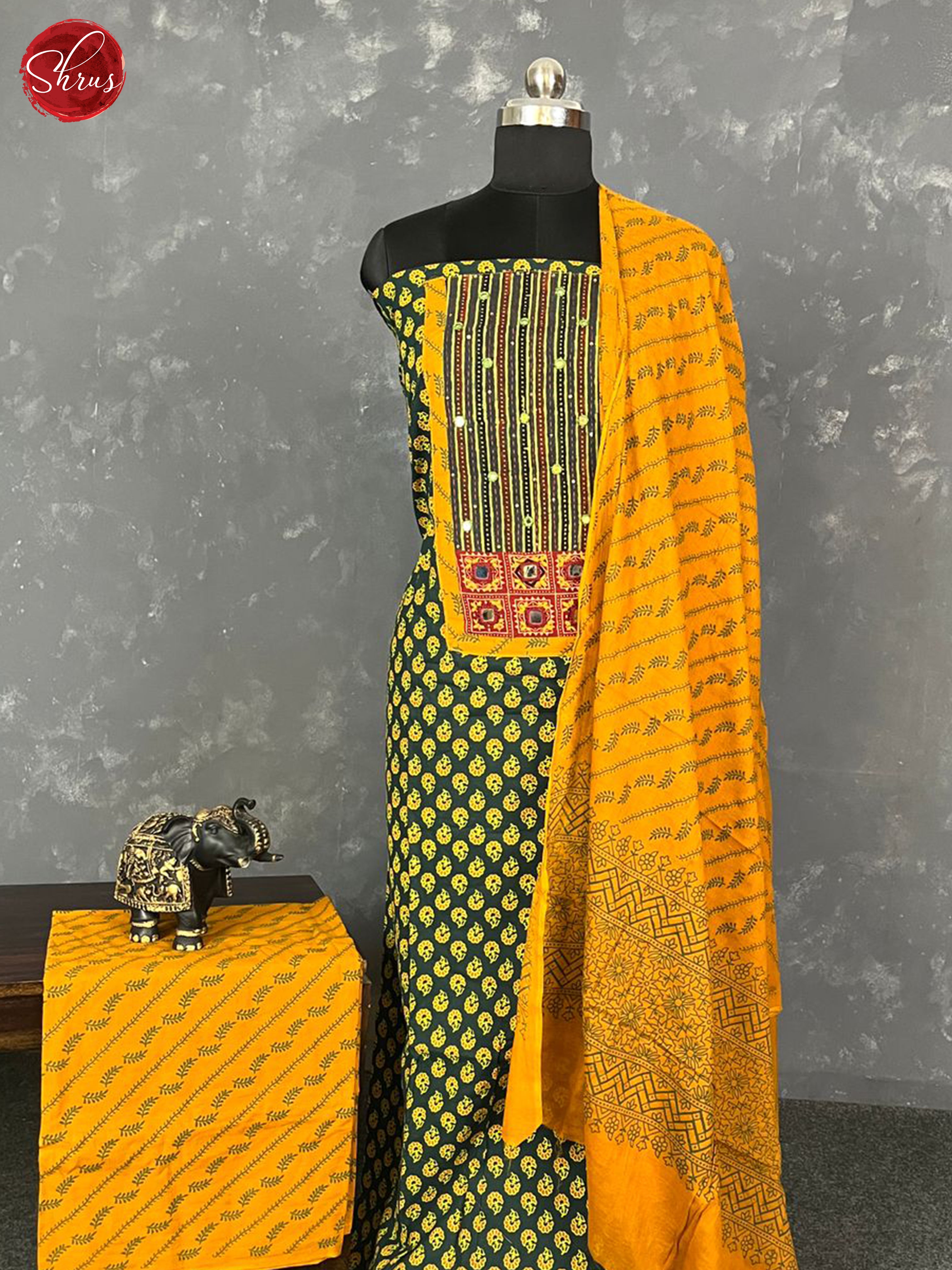 Green & Mustard - Cotton Salwar - Shop on ShrusEternity.com