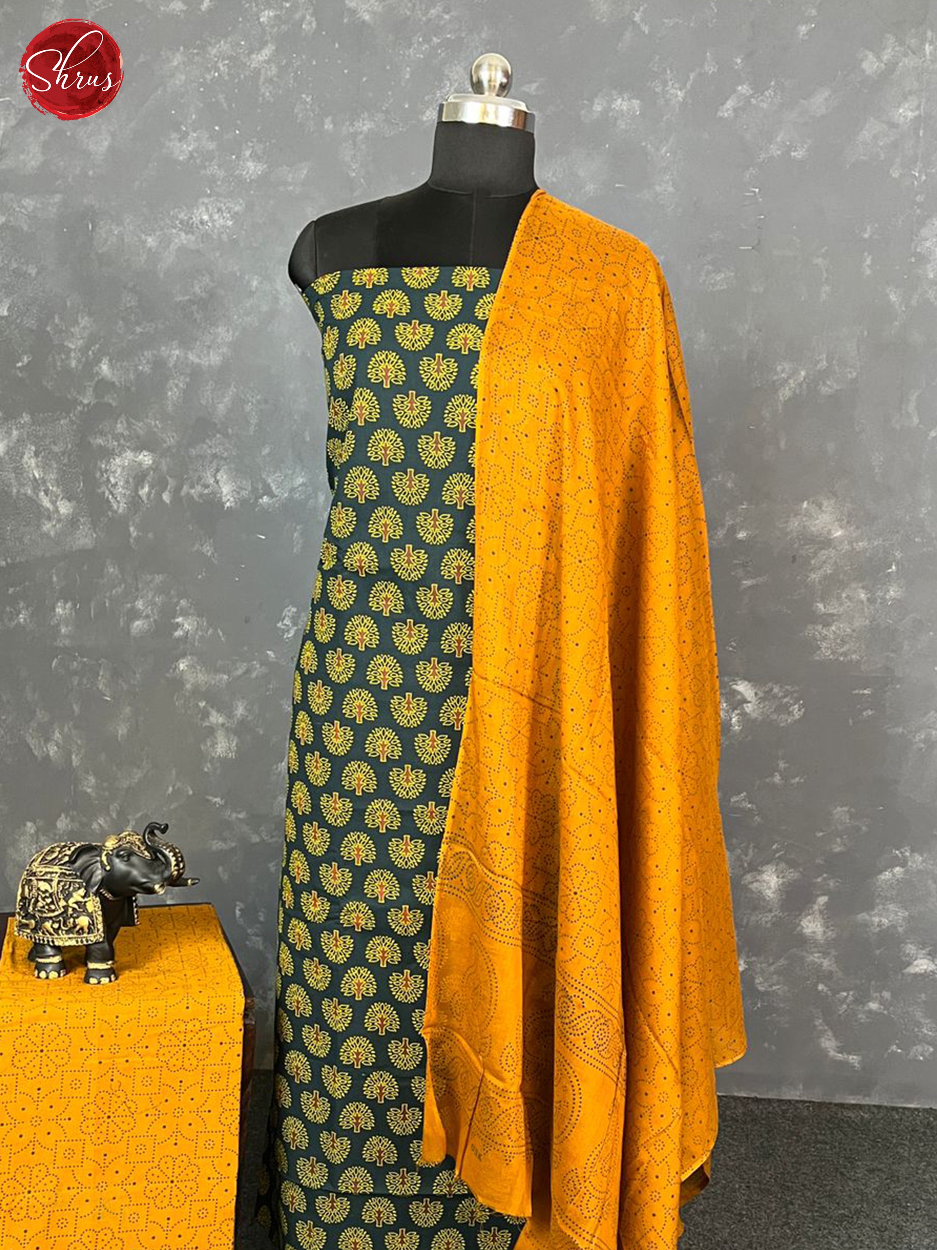 Green & Mustard - Ajrakh Salwar - Shop on ShrusEternity.com