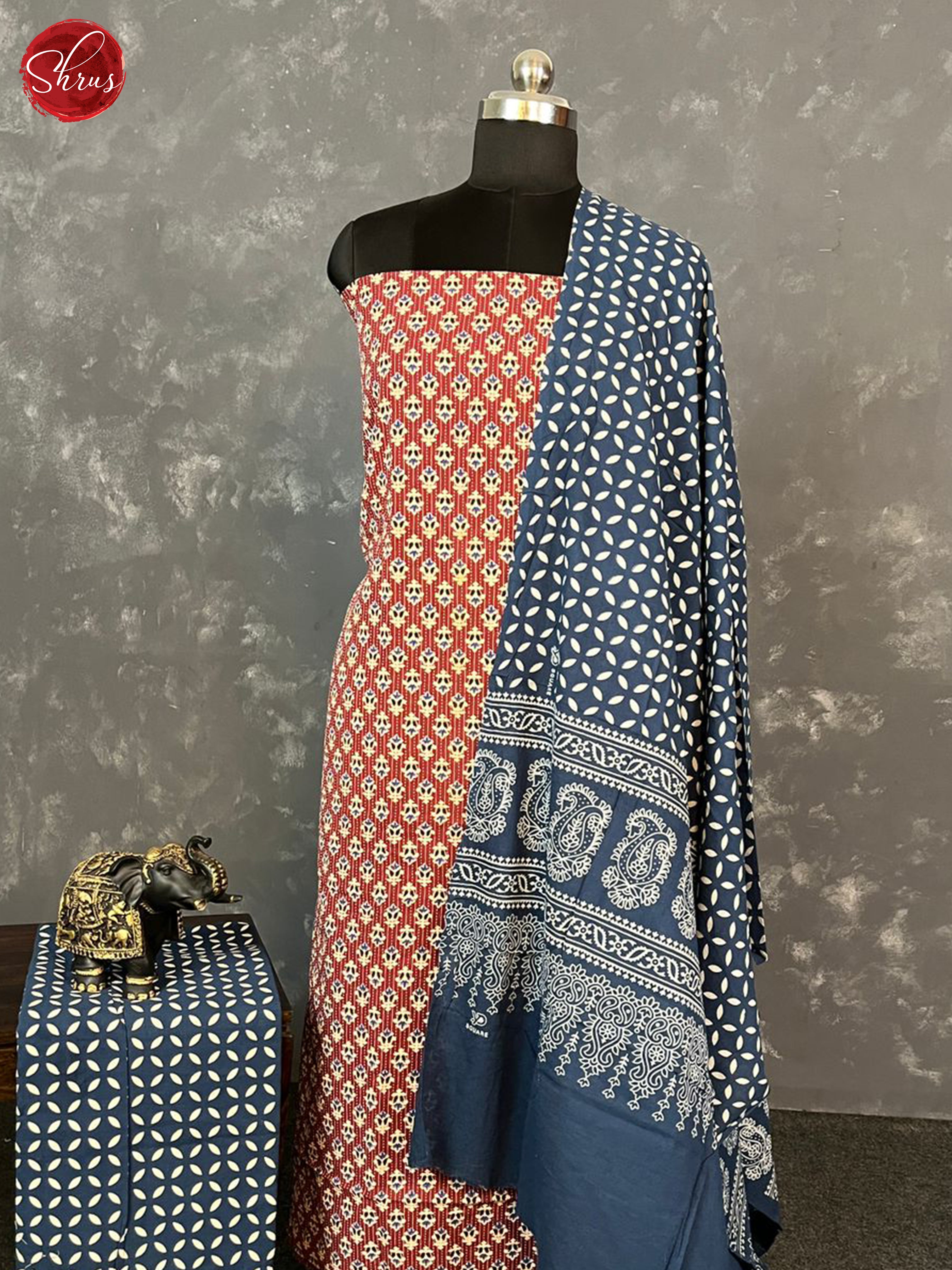 Maroon & Blue - Ajrakh Salwar - Shop on ShrusEternity.com