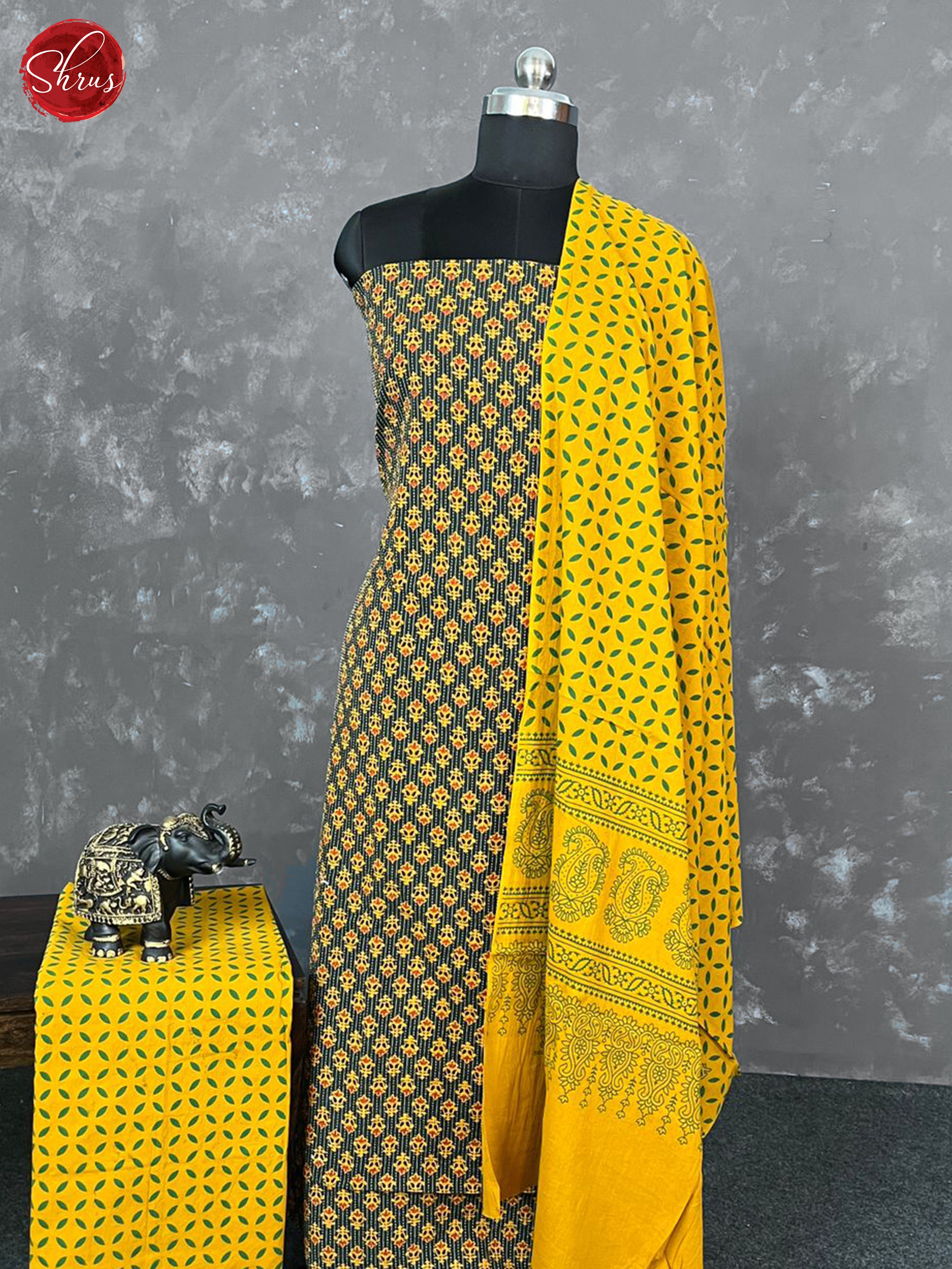 Green & Yellow - Ajrakh Salwar - Shop on ShrusEternity.com