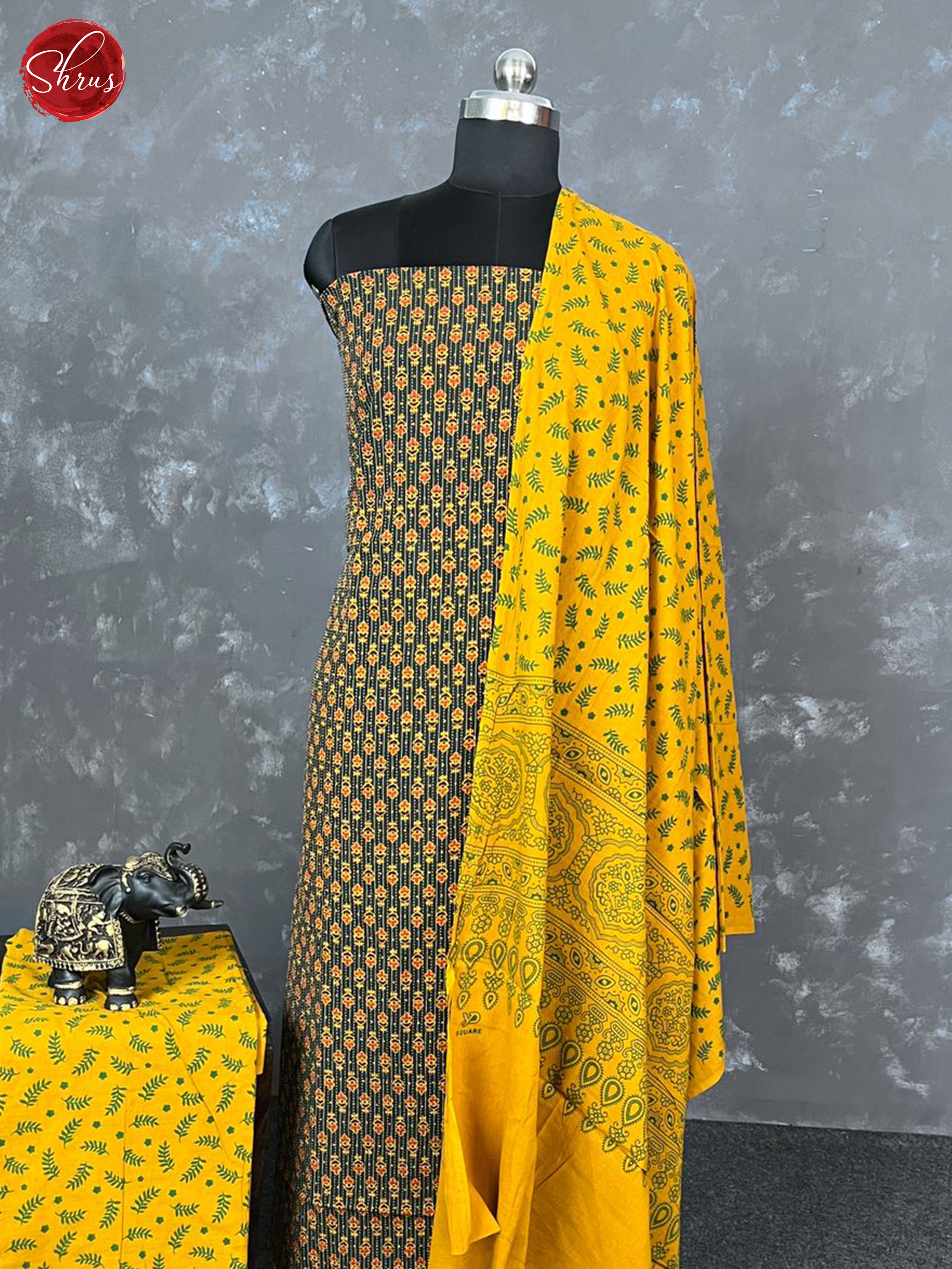 Green & Yellow- Ajrakh Salwar - Shop on ShrusEternity.com